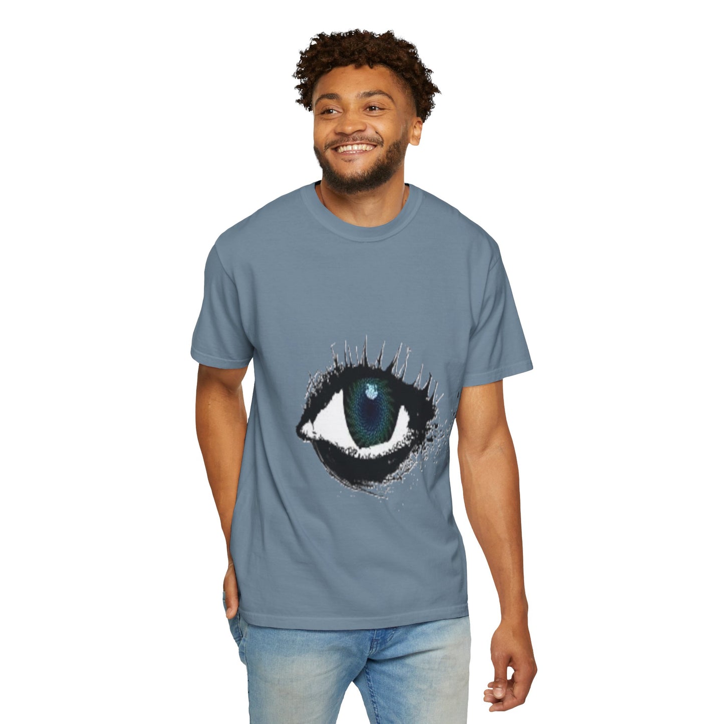 Eye Graphic T-Shirt — Blue Iris Grunge Art Tee