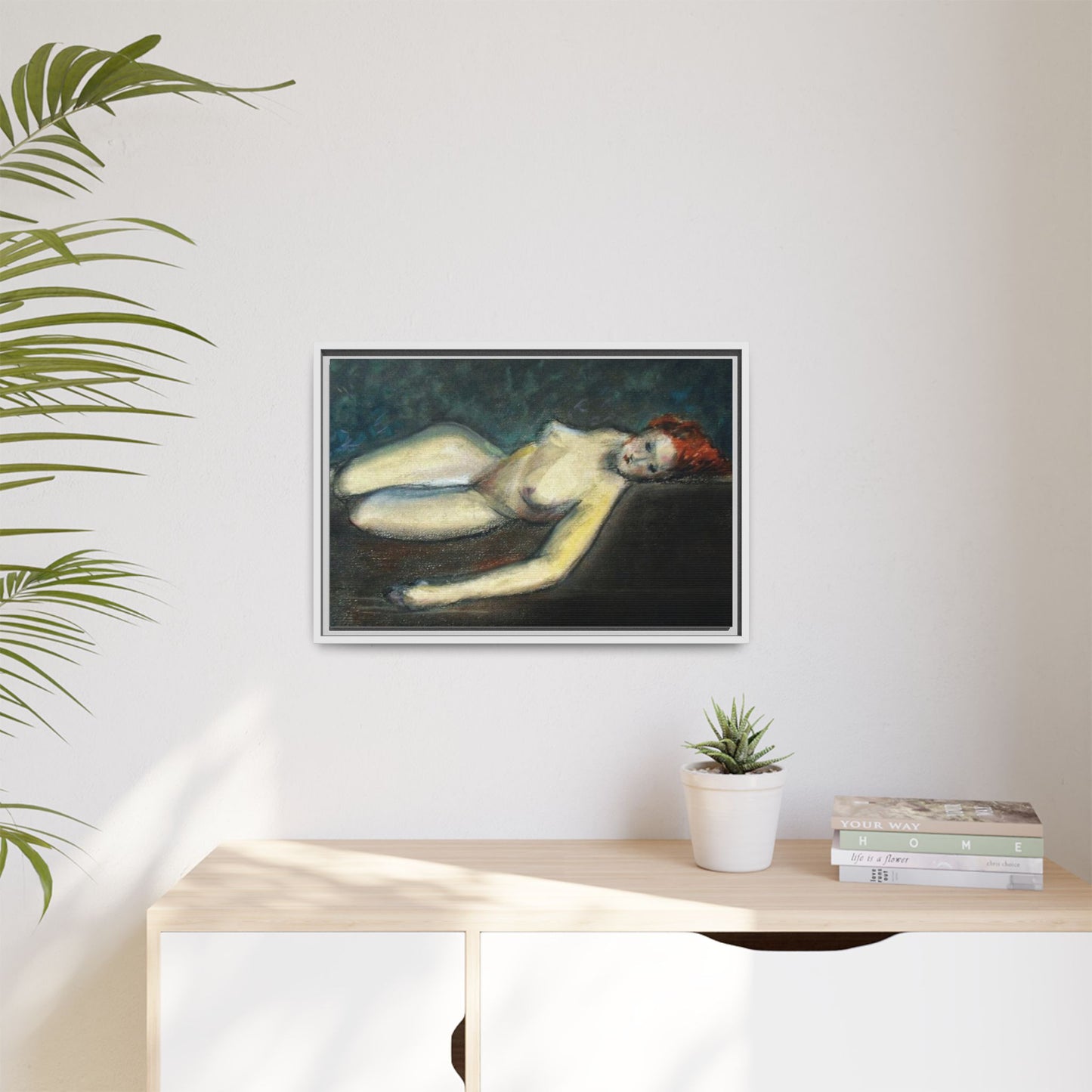 Lying nude by Paul Gosselin Framed Matte Canvas Wall Art Print
