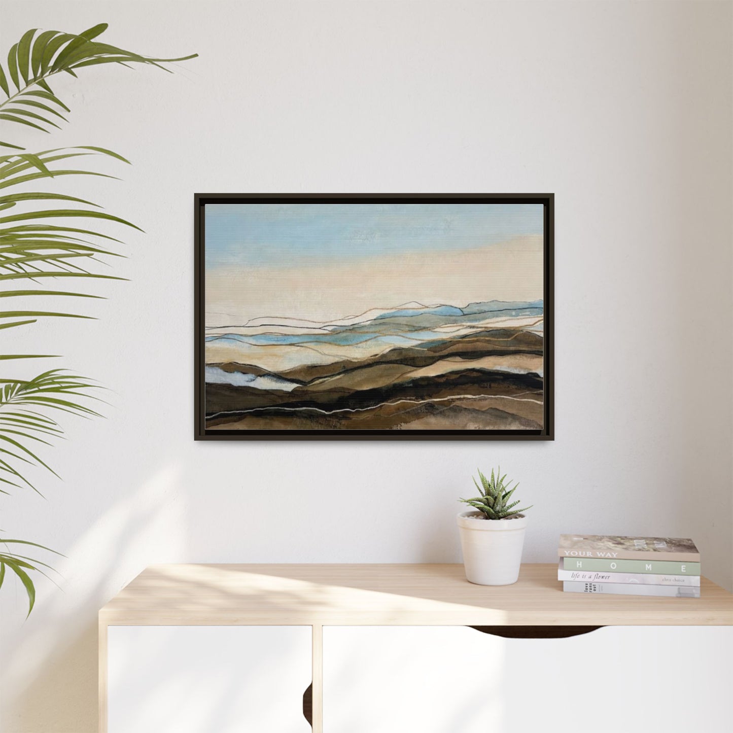 Framed Matte Canvas Print — Abstract Coastal Landscape Wall Art
