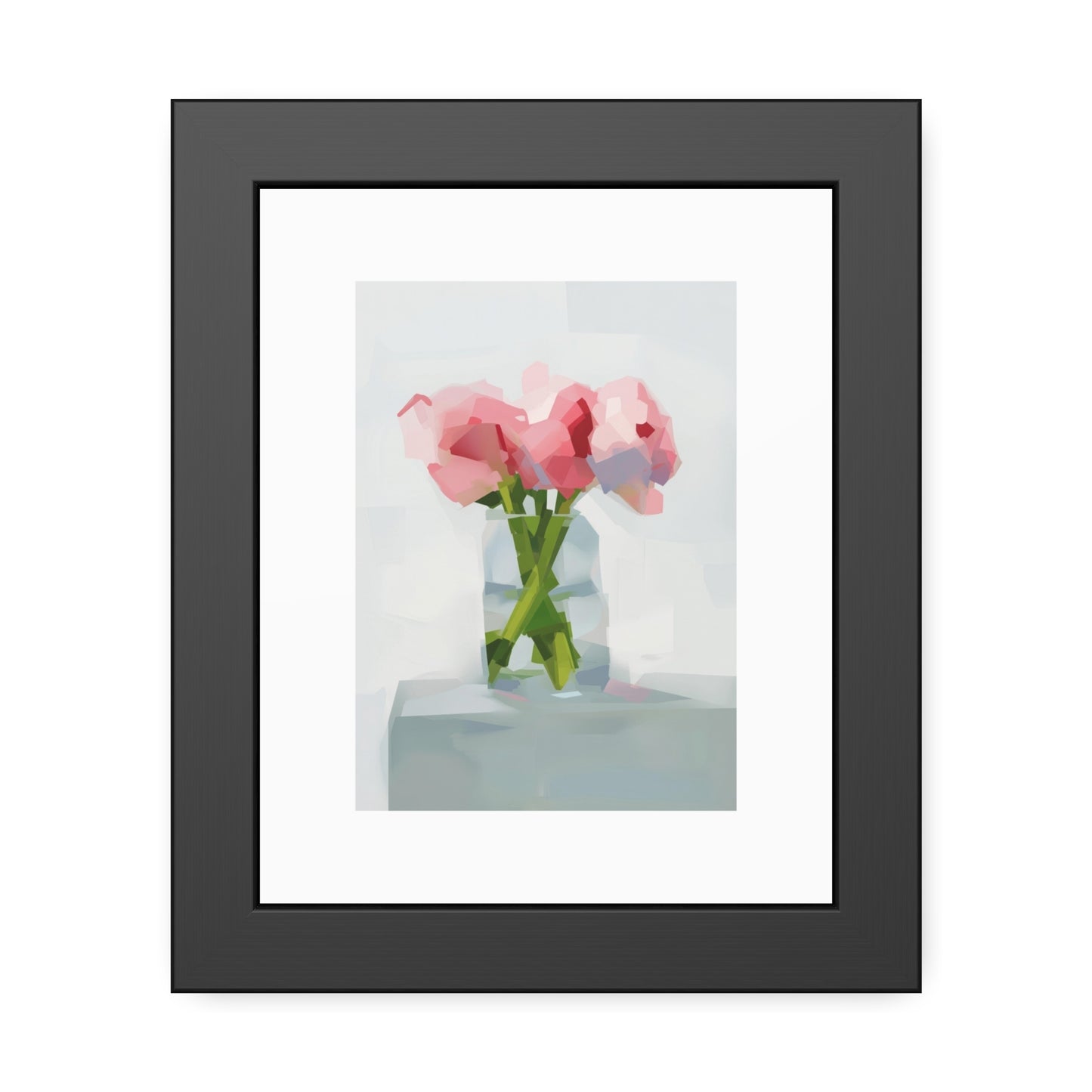 Framed Poster — Pink Floral Still Life Art Print (Modern Minimal)