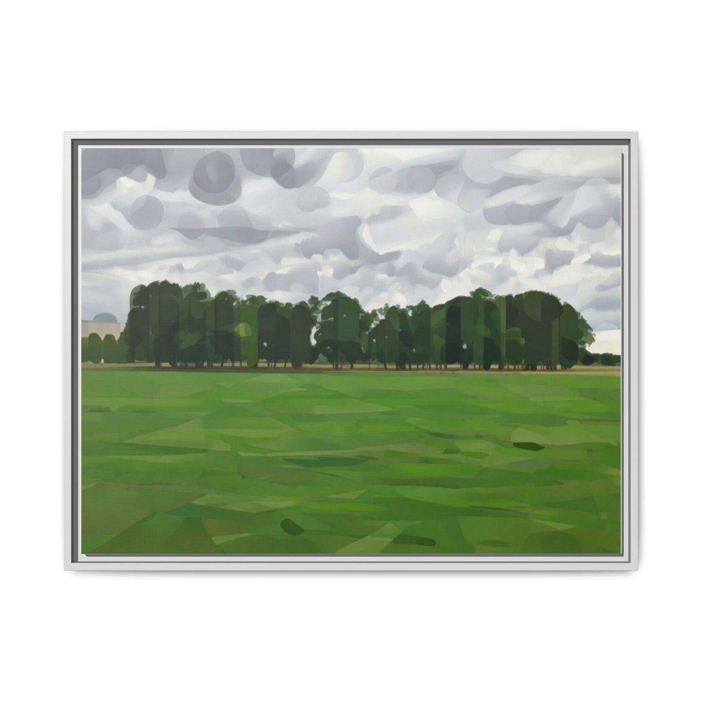Framed Matte Canvas Print — Minimalist Green Landscape Art