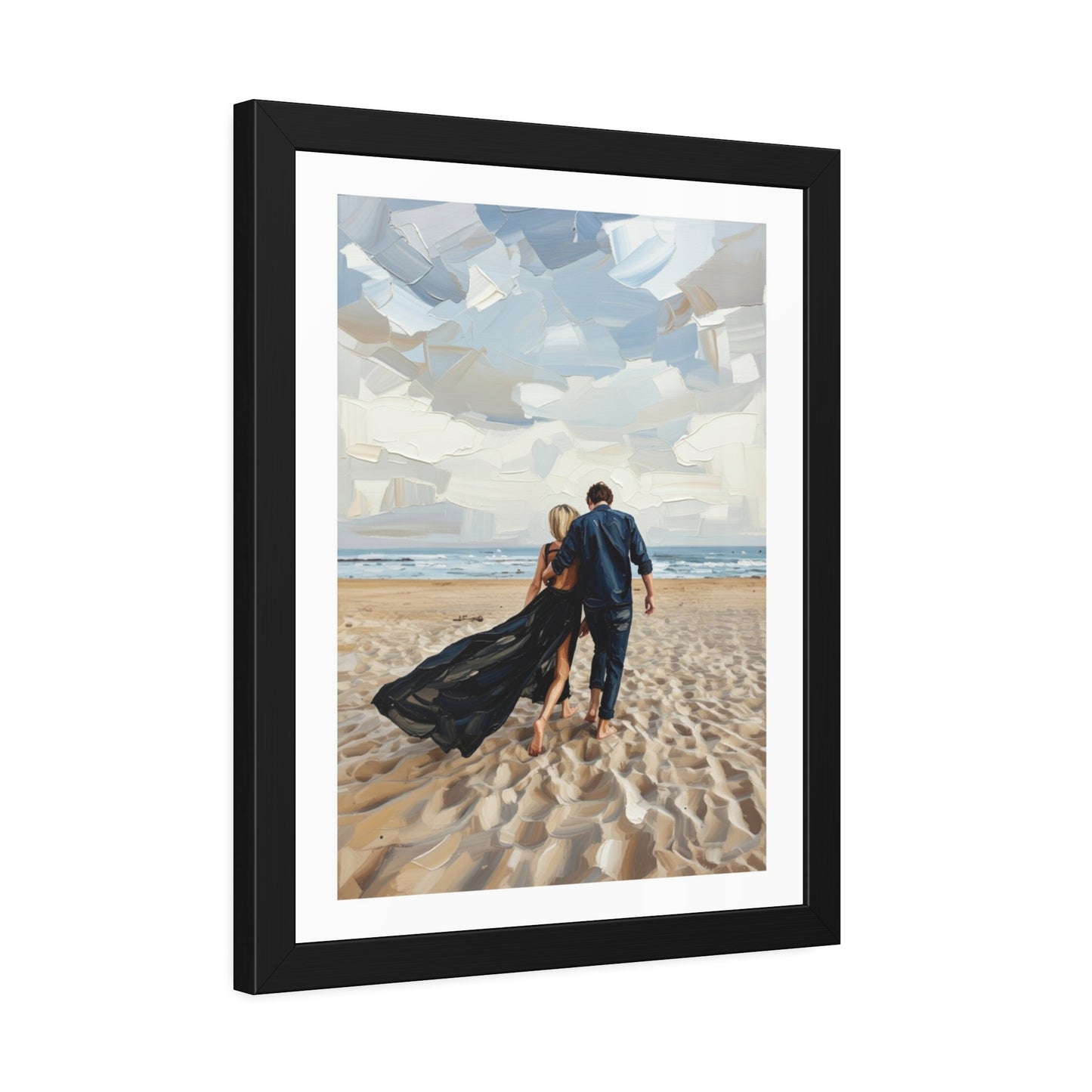 Framed Poster — Romantic Beach Couple Art Print