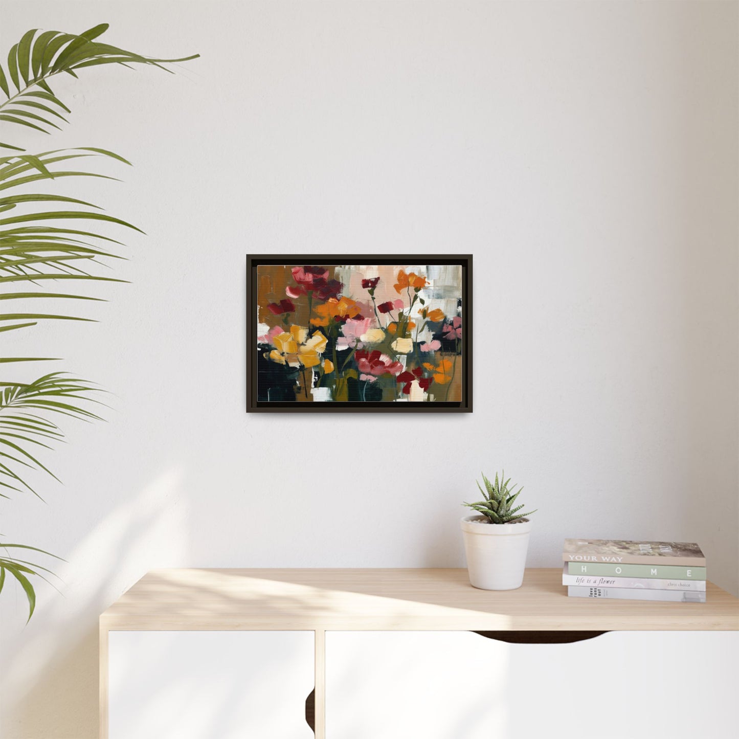 Framed Matte Canvas Floral Abstract Wall Art