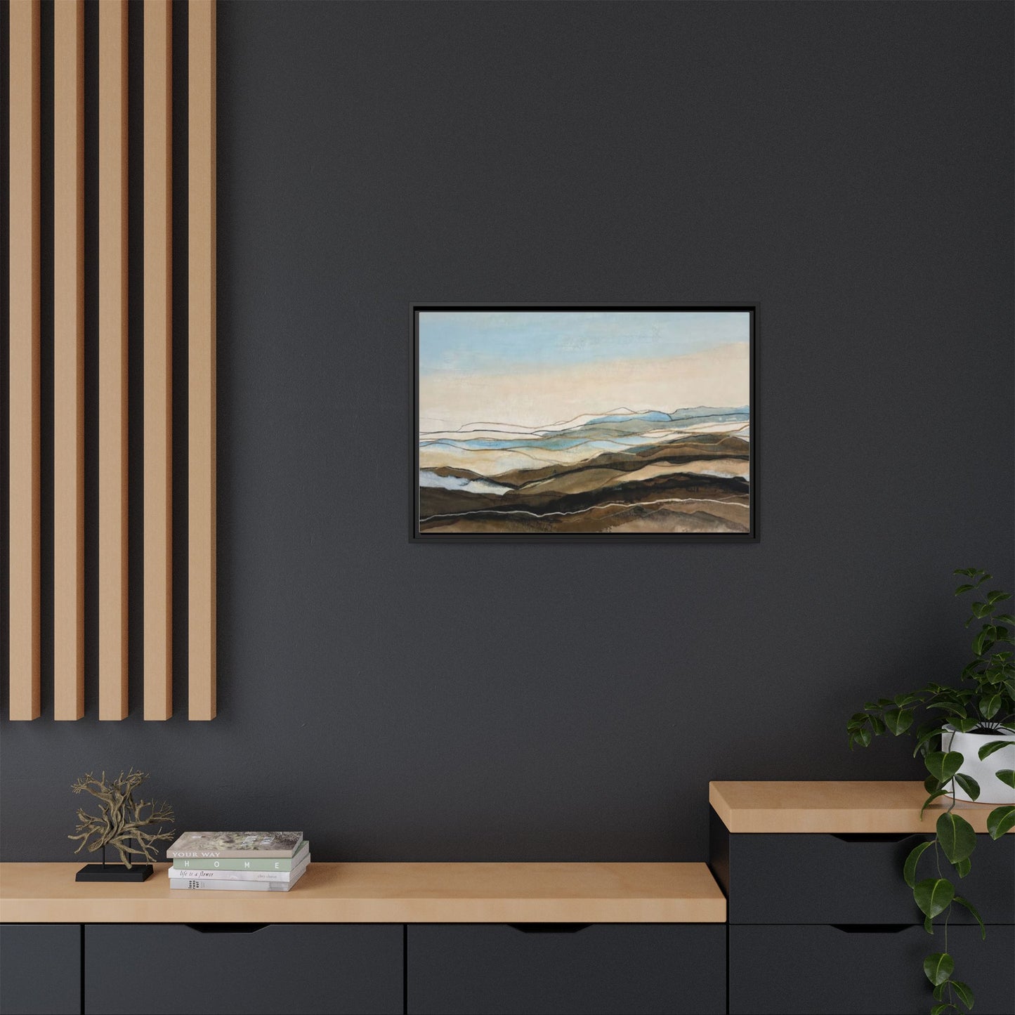 Framed Matte Canvas Print — Abstract Coastal Landscape Wall Art