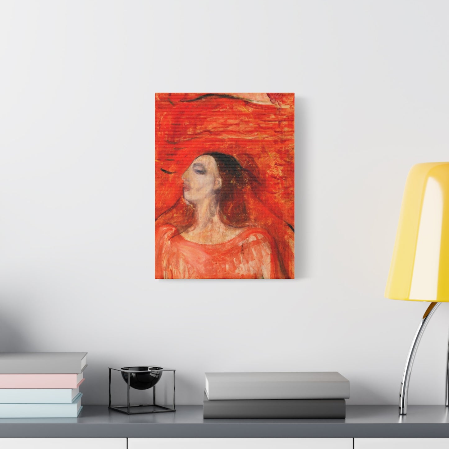 Woman's Head against a Red Background by Edvard Munch Matte Canvas Wall Art