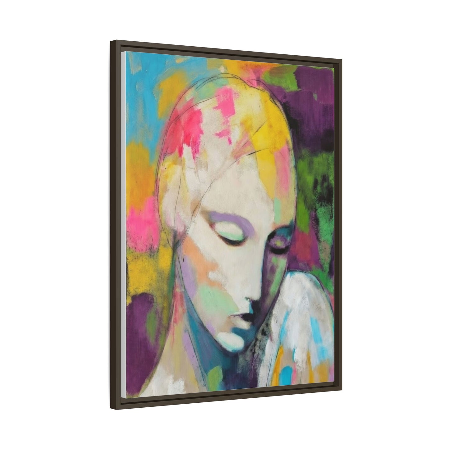 Framed Matte Canvas Art - Colorful Abstract Portrait
