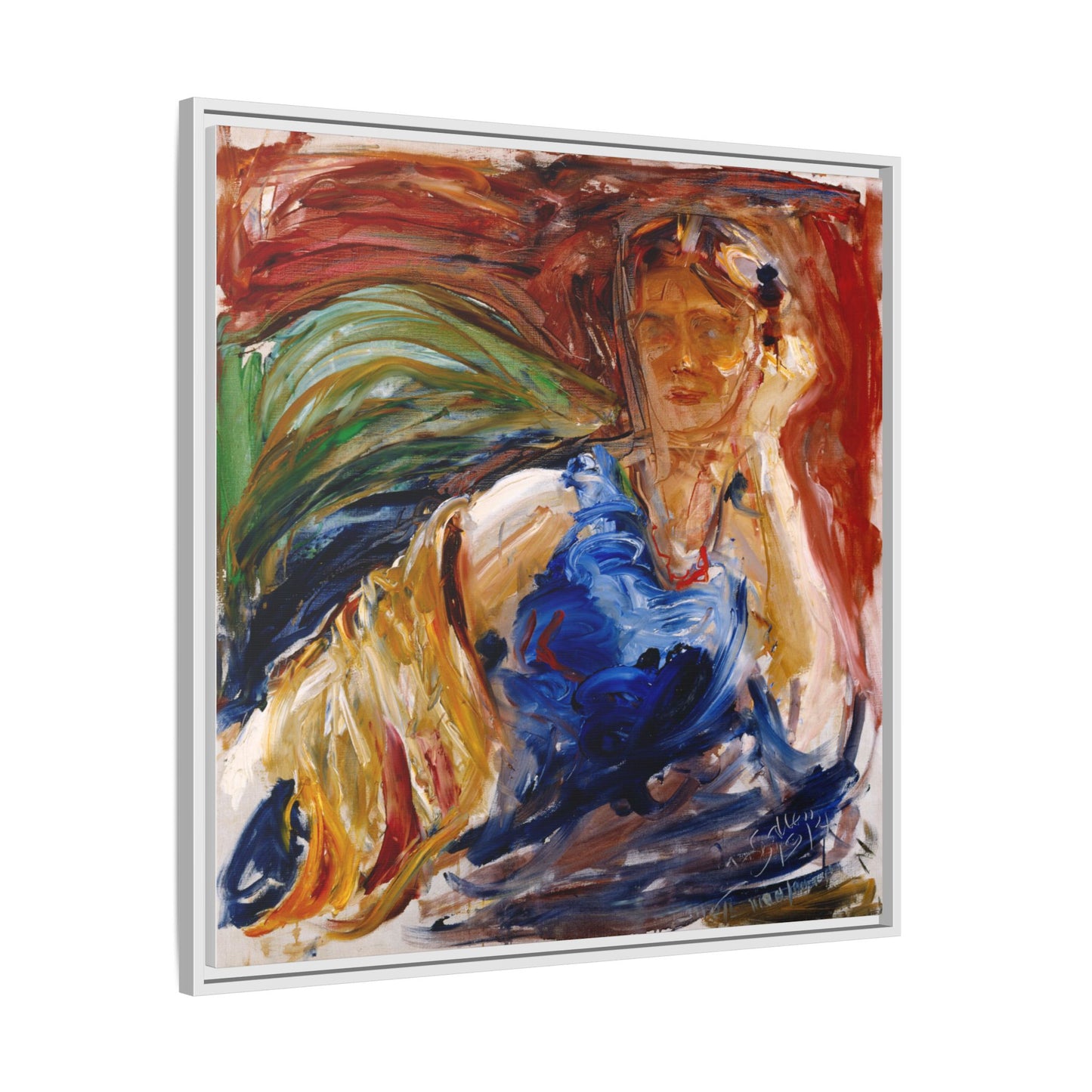 Portrait of hyllis Sjostrom by Akseli Gallen-Kallela Canvas Matte Framed Wall Art Print