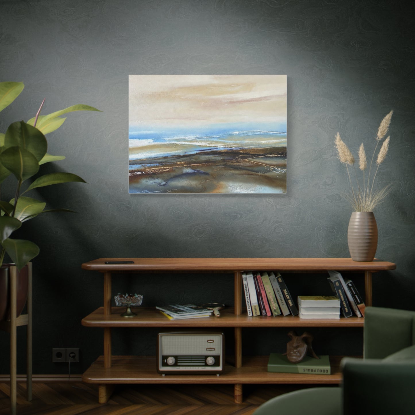 Coastal Abstract Matte Canvas Wall Art — Serene Ocean Horizon Stretch