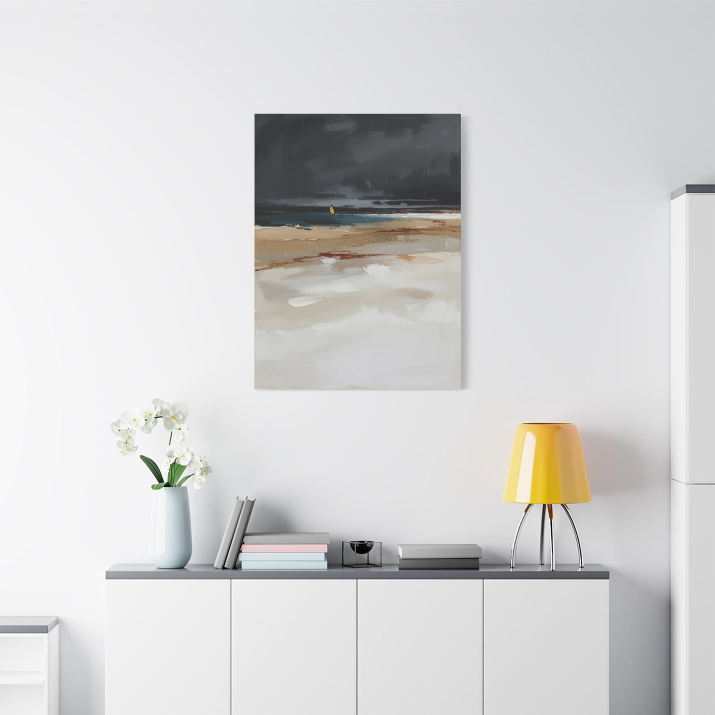 Beachscape Canvas Art — Stormy Seascape Matte Stretched Wall Art