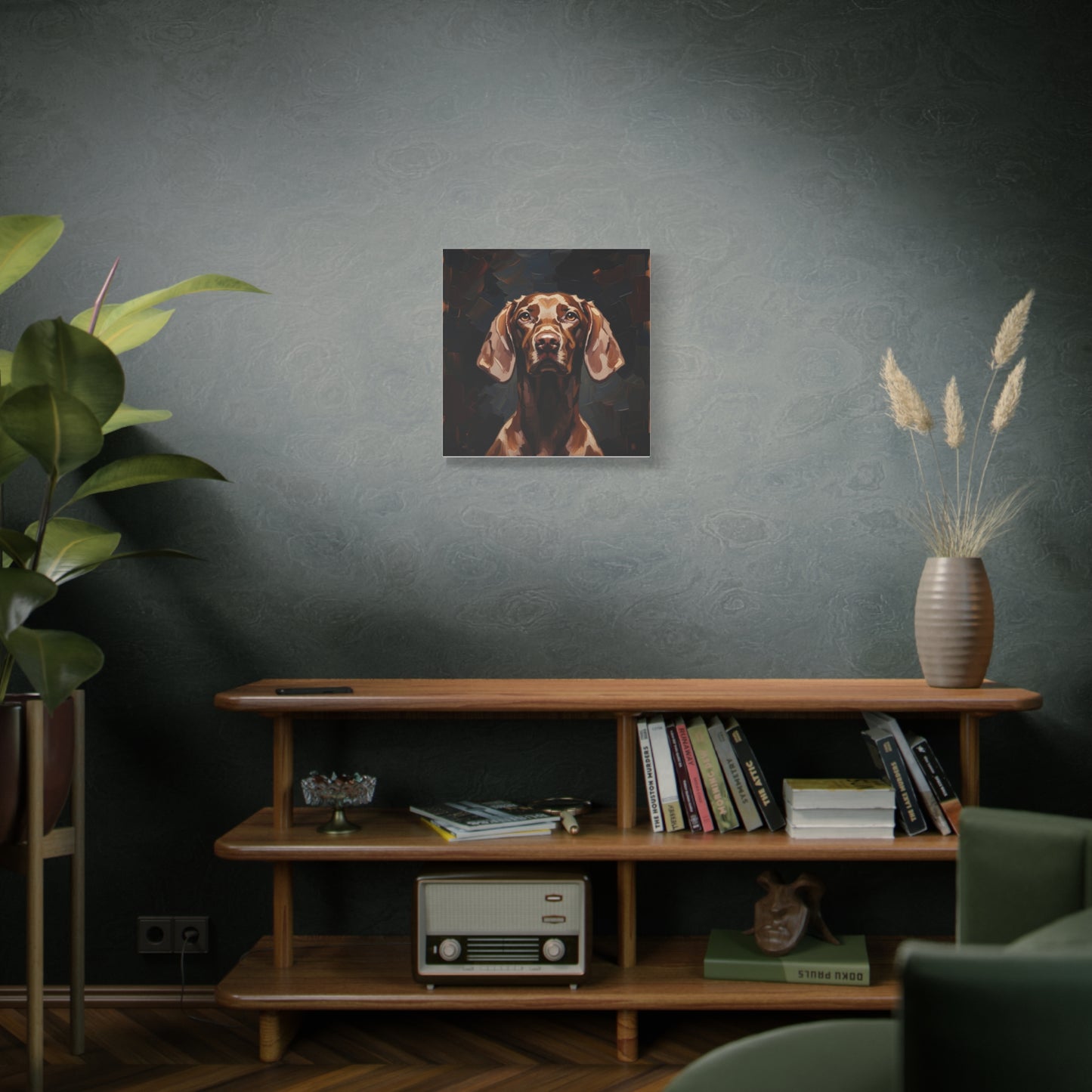 Chocolate Vizsla Canvas Wall Art — Matte Stretched Dog Portrait