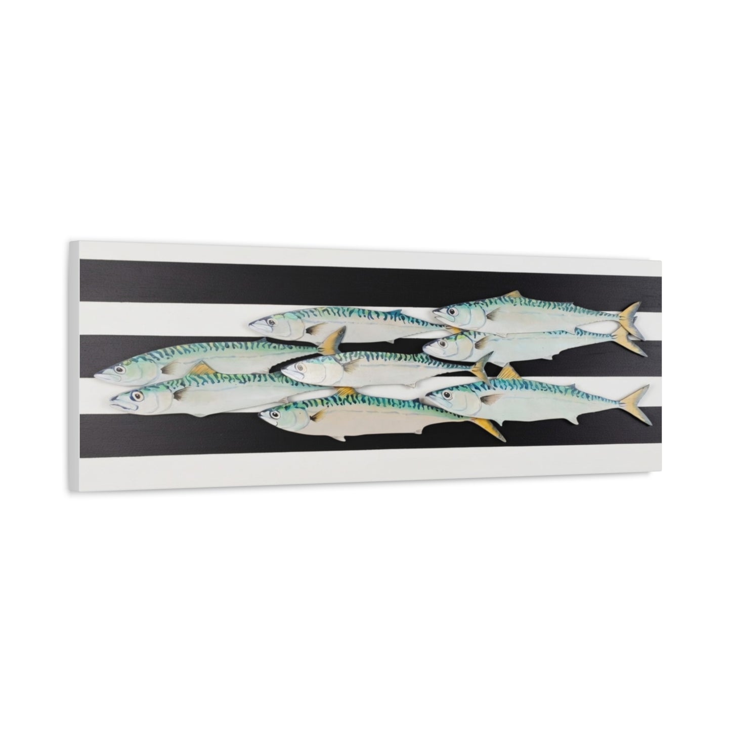 Striped Mackerel School Matte Canvas Print