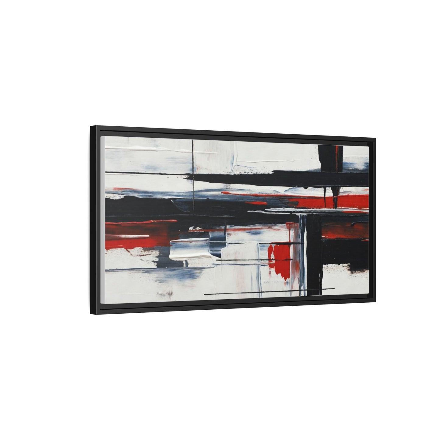 Abstract Red & Black Framed Canvas Art — Modern Matte Wall Painting