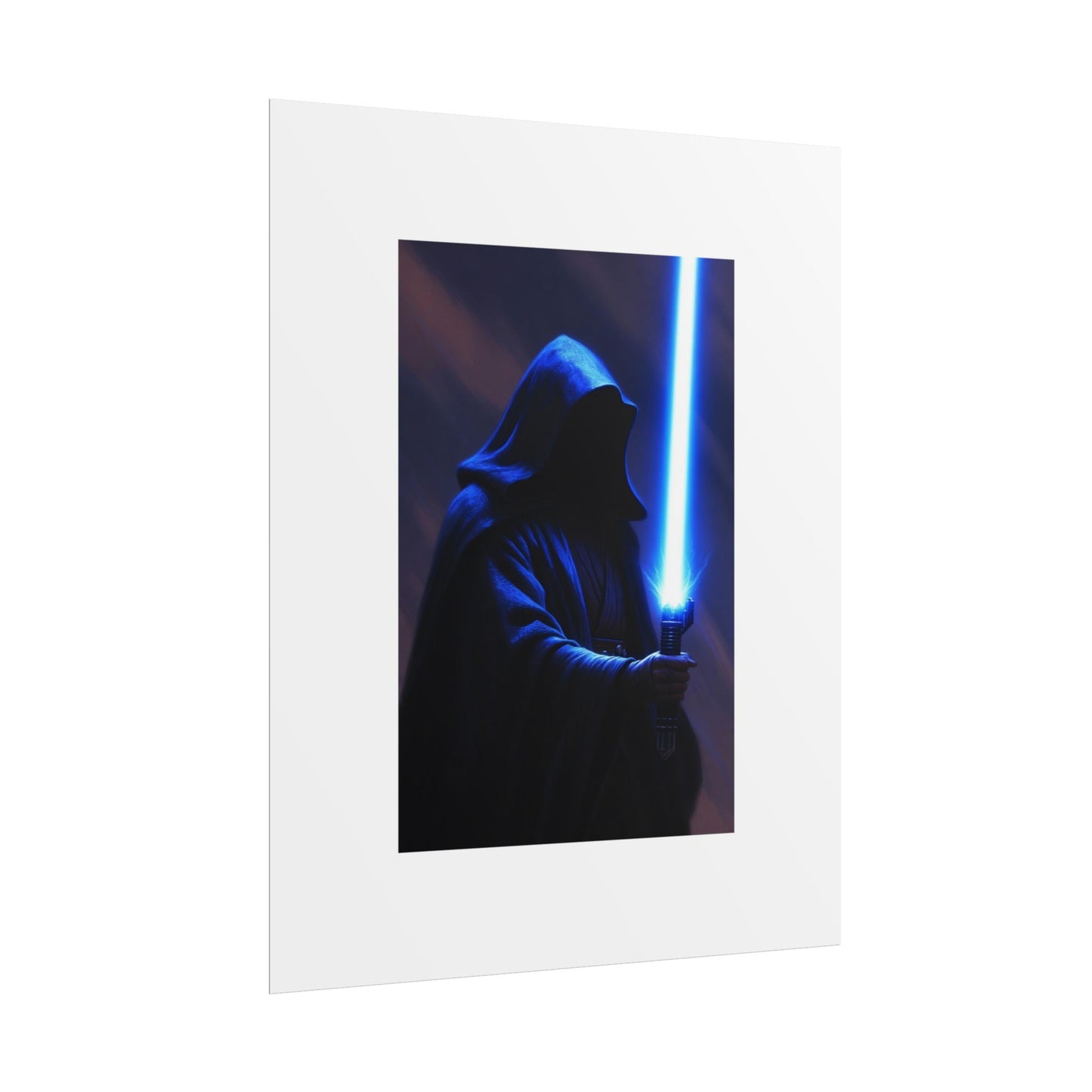 Sci‑Fi Lightsaber Poster — Hooded Jedi Warrior Wall Art (Rolled Poster)