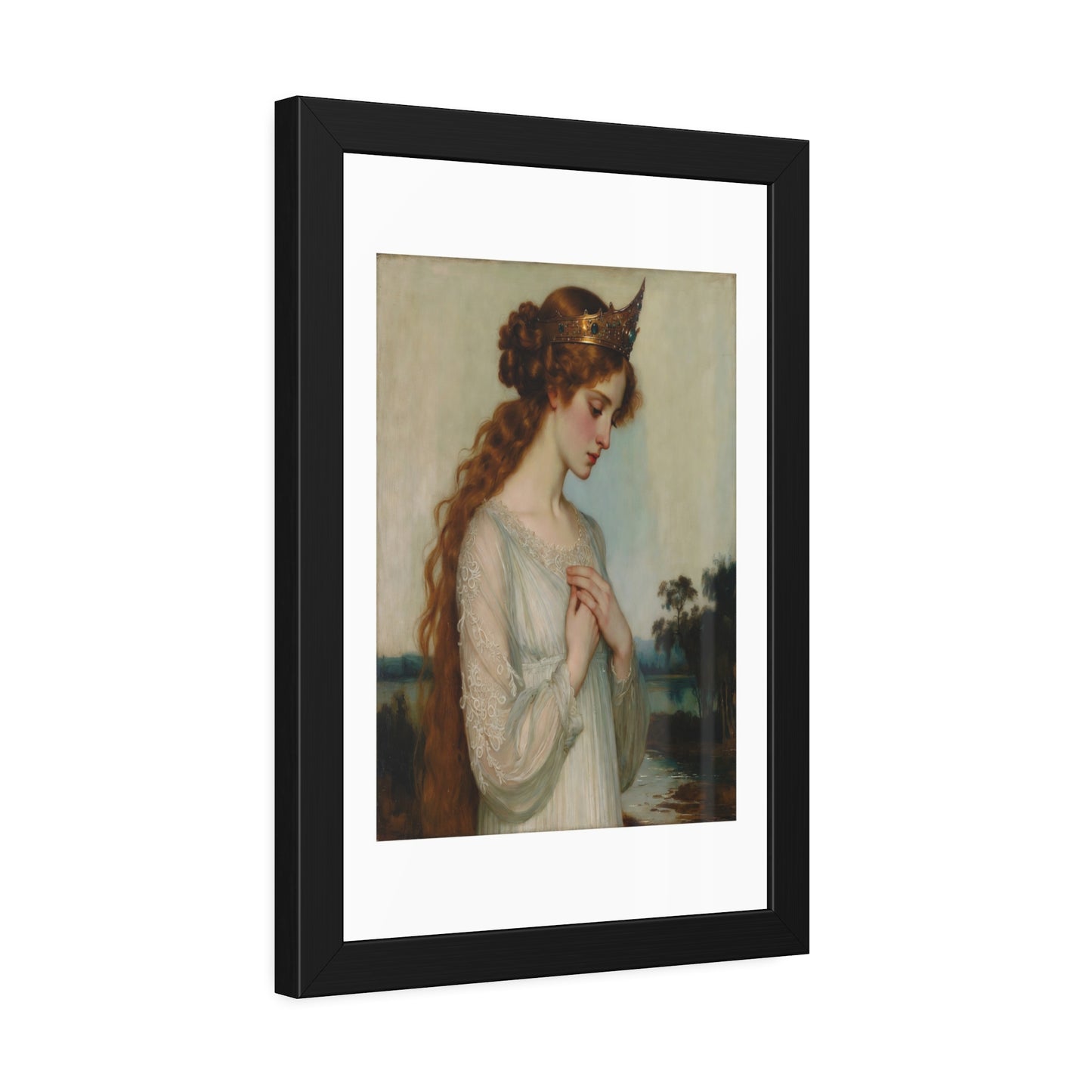 Framed Art Print — Pre-Raphaelite Woman Portrait, Vintage Romantic Wall Art