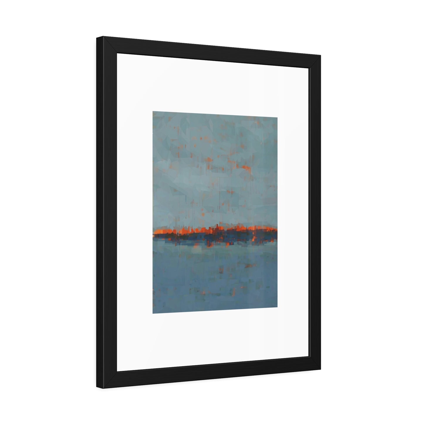 Abstract Seaside Framed Poster — Blue & Copper Minimalist Wall Art