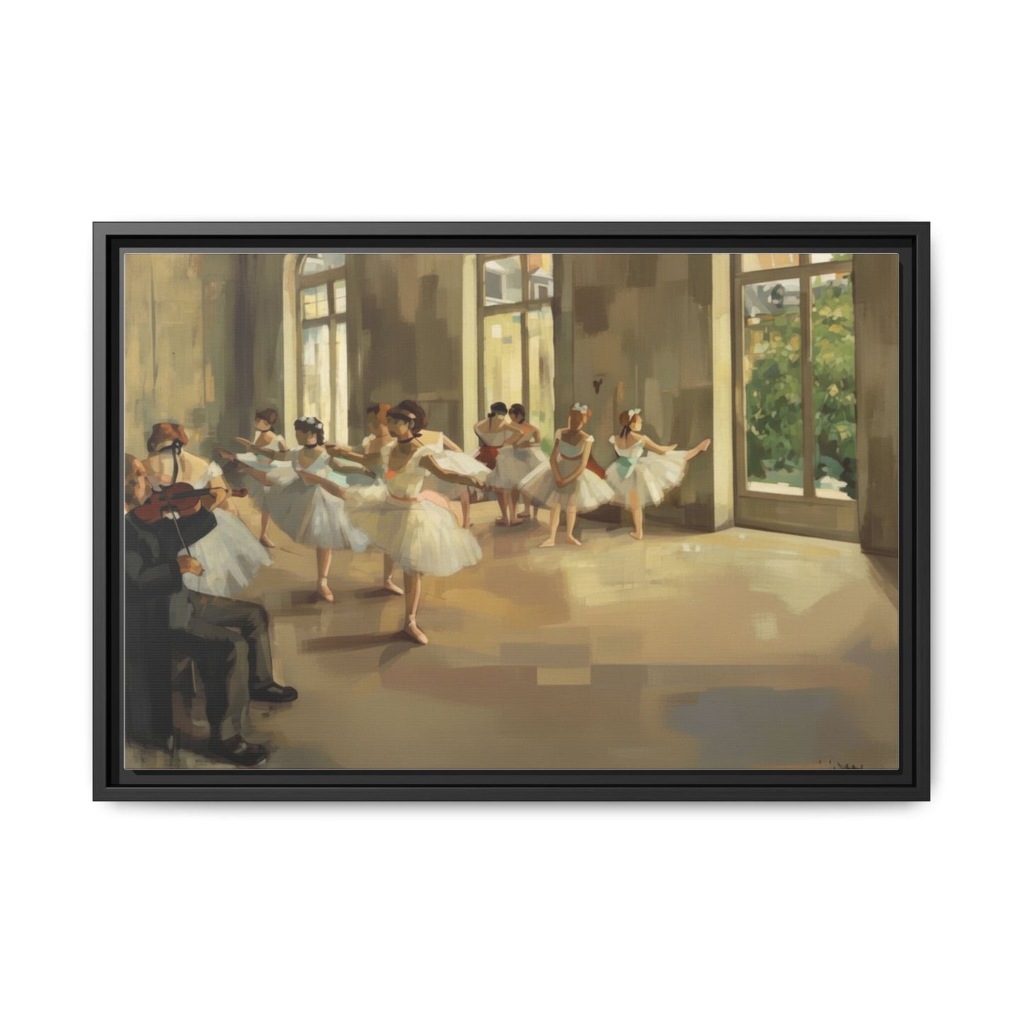 Framed Matte Canvas Print — Ballet Class Scene (Impressionist Dancers)