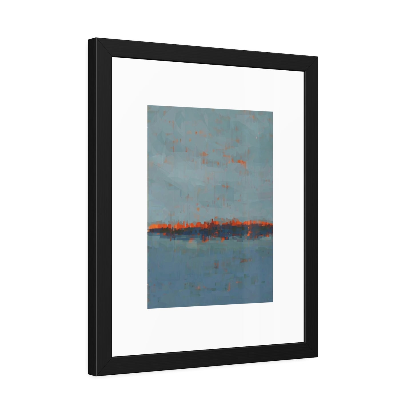 Abstract Seaside Framed Poster — Blue & Copper Minimalist Wall Art