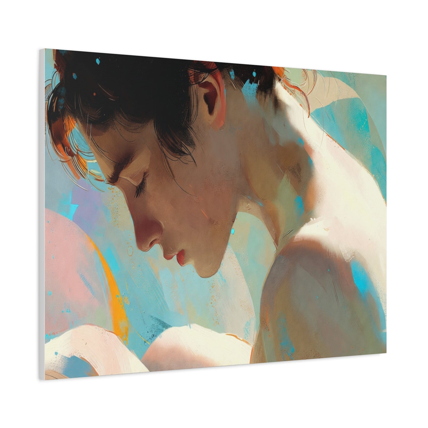 Dreamy Portrait Matte Canvas Print — Serene Female Profile Wall Art, Stretched 1.25"