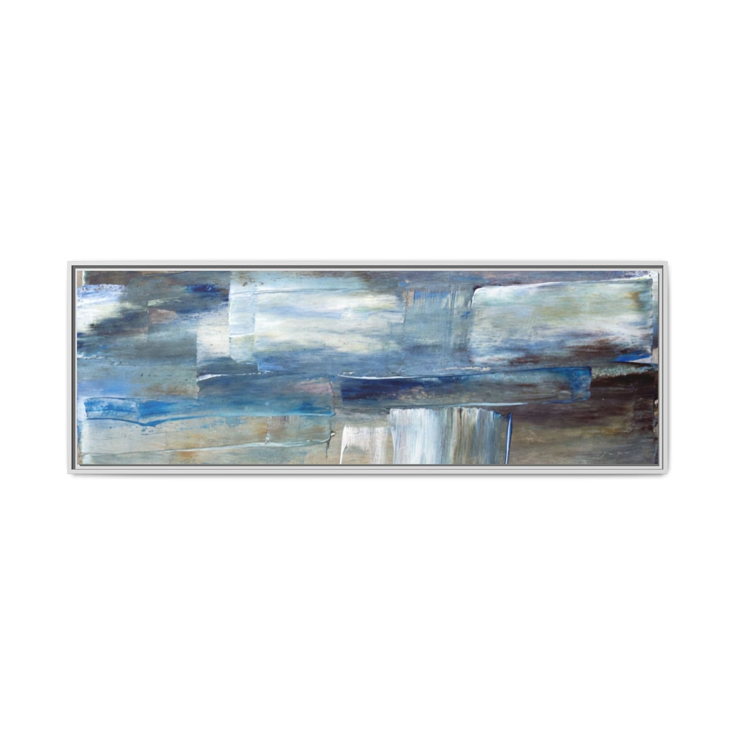 Abstract Blue Coastal Matte Canvas Framed Wall Art
