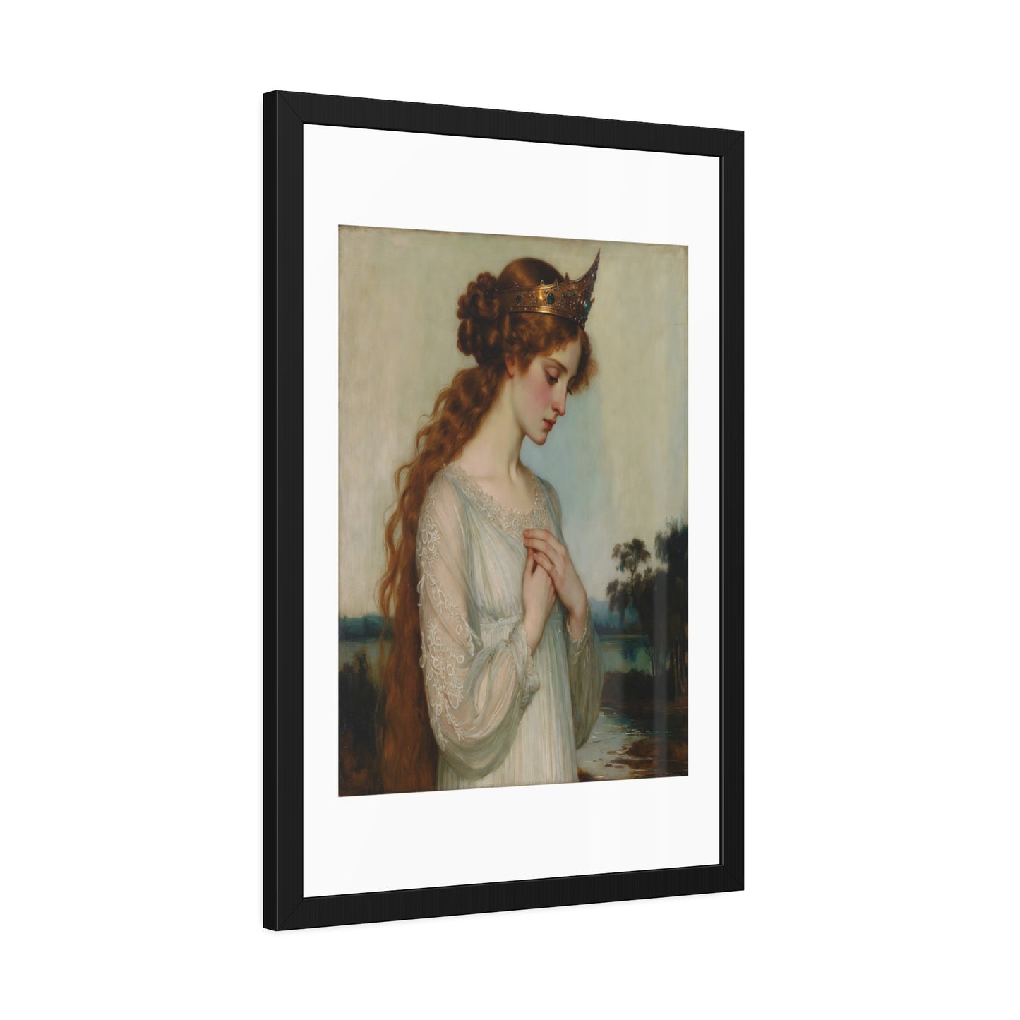 Framed Art Print — Pre-Raphaelite Woman Portrait, Vintage Romantic Wall Art