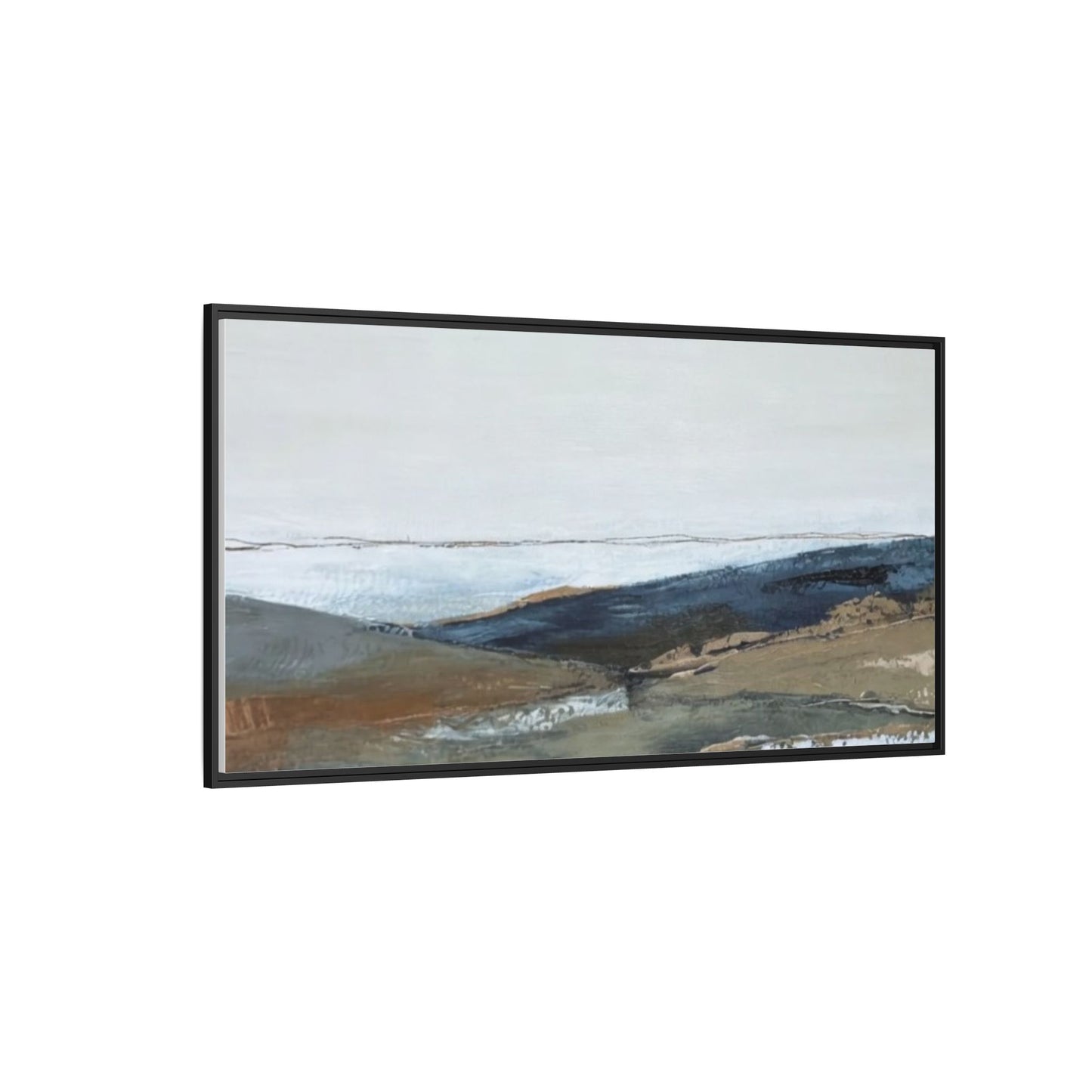Framed Matte Canvas Wall Art — Serene Coastal Abstract Landscape