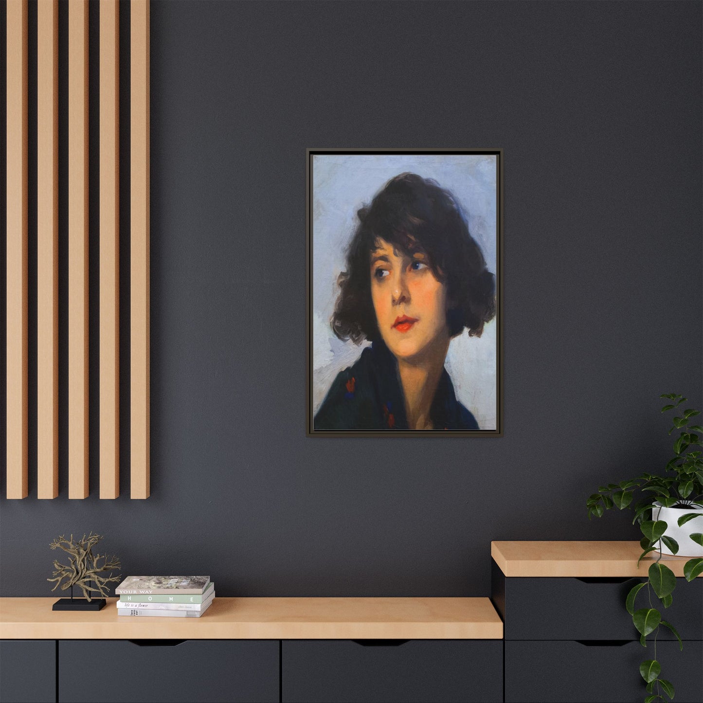 Mulher do chale verde (cropped) by Cyprien Eugene Boulet Framed Matte Canvas Print
