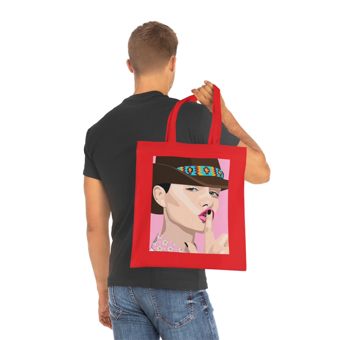Pop Art Woman Tote Bag — Stylish Retro Portrait Cotton Shopper
