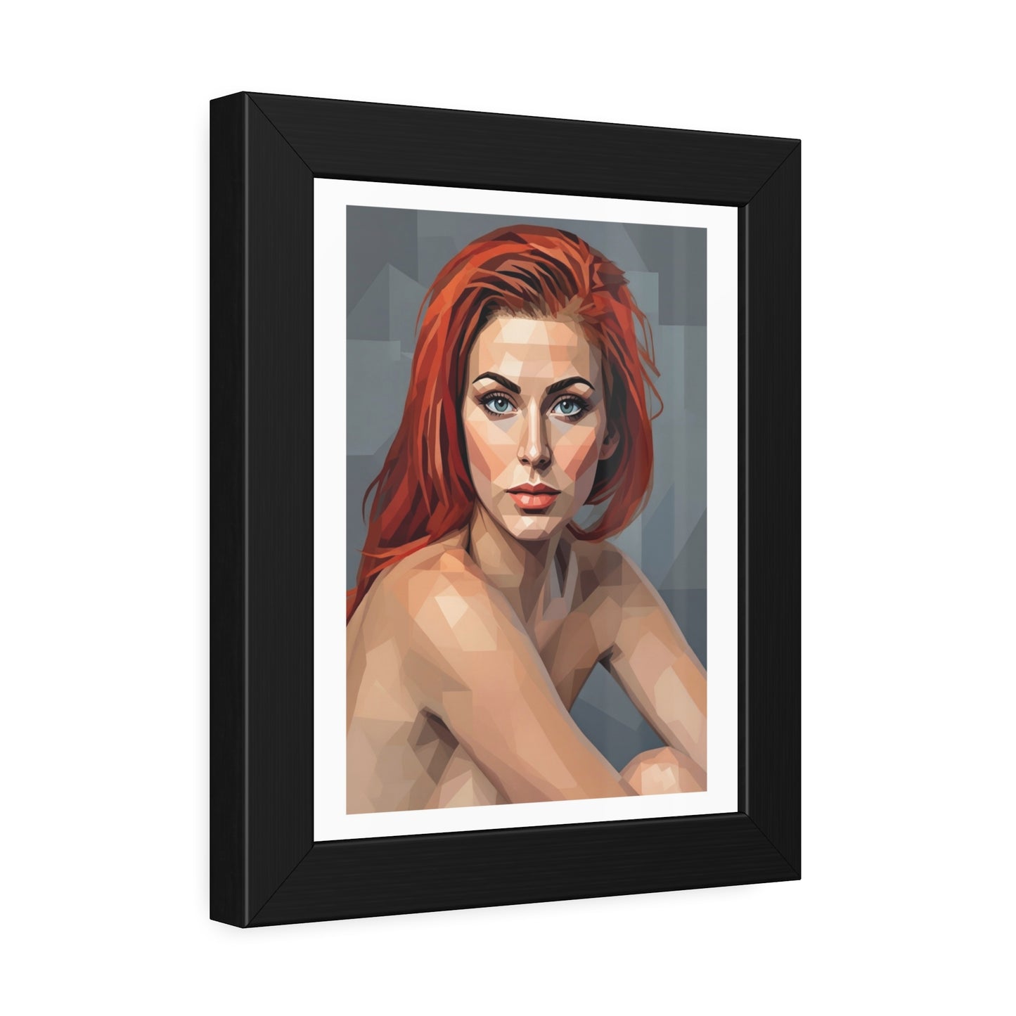Framed Poster — Geometric Redhead Portrait Art Print
