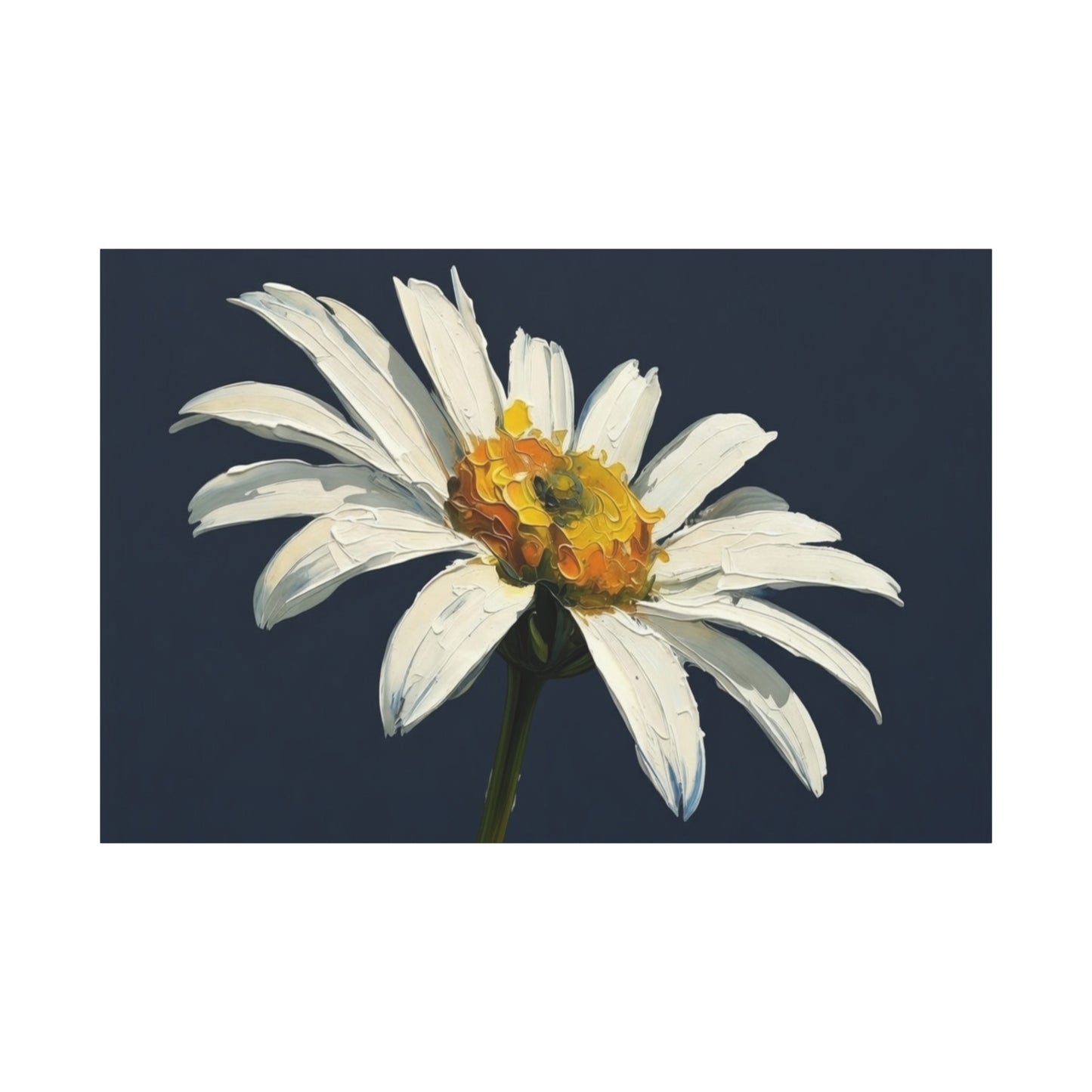 Daisy Oil-Paint Canvas Wall Art — Stretched Matte Floral Print