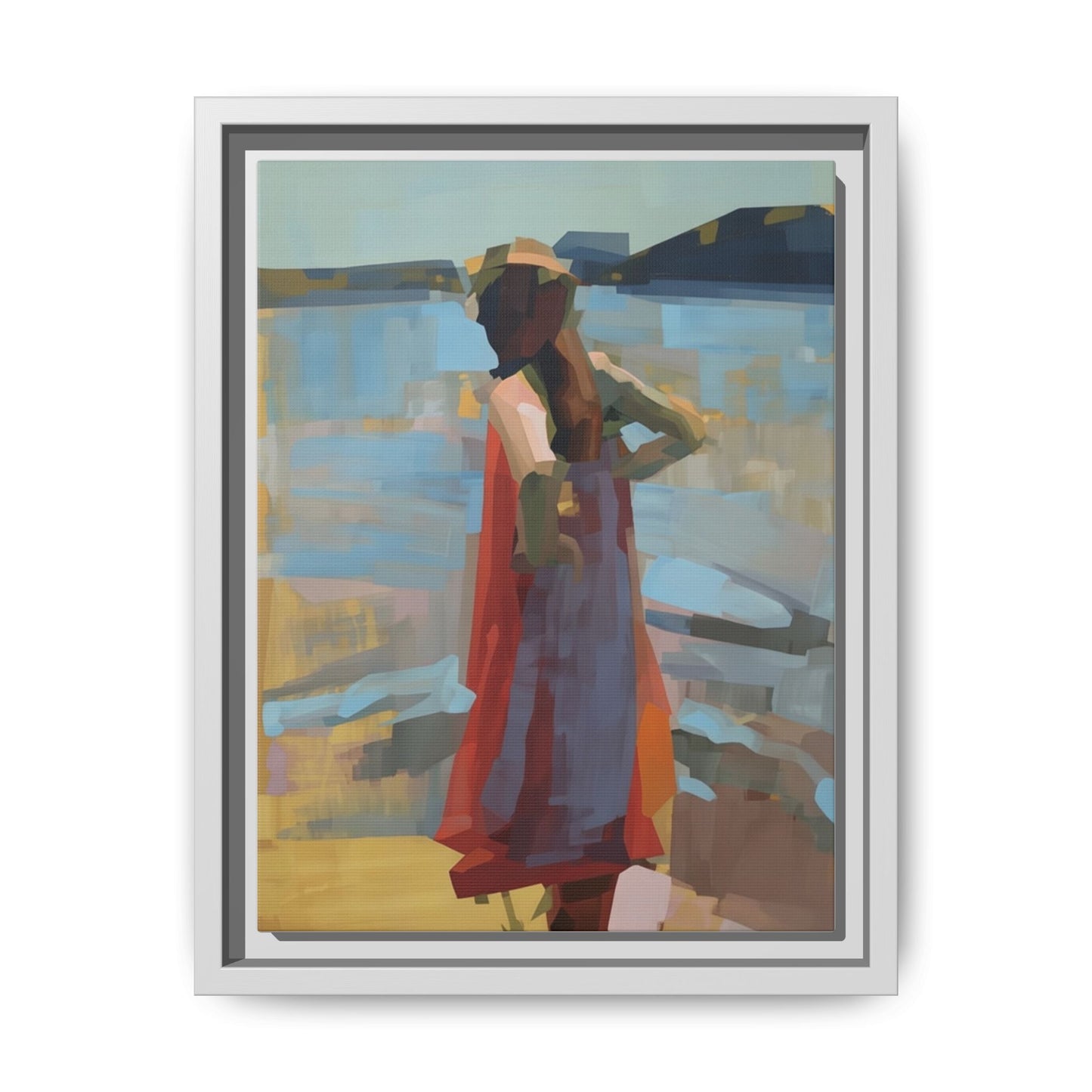 Framed Matte Canvas Print — Coastal Woman Abstract Art