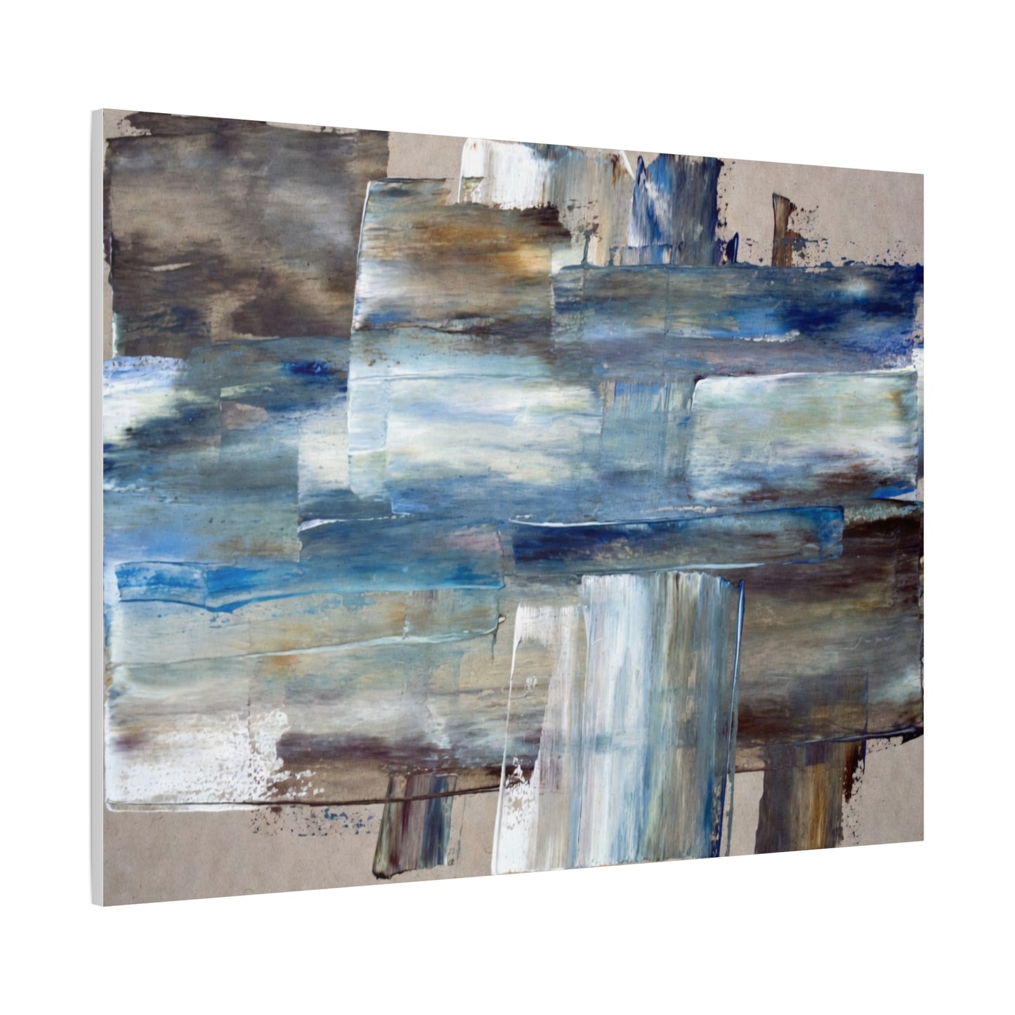 Abstract Blue Waterfall Matte Canvas Wall Art, Stretched 1.25"