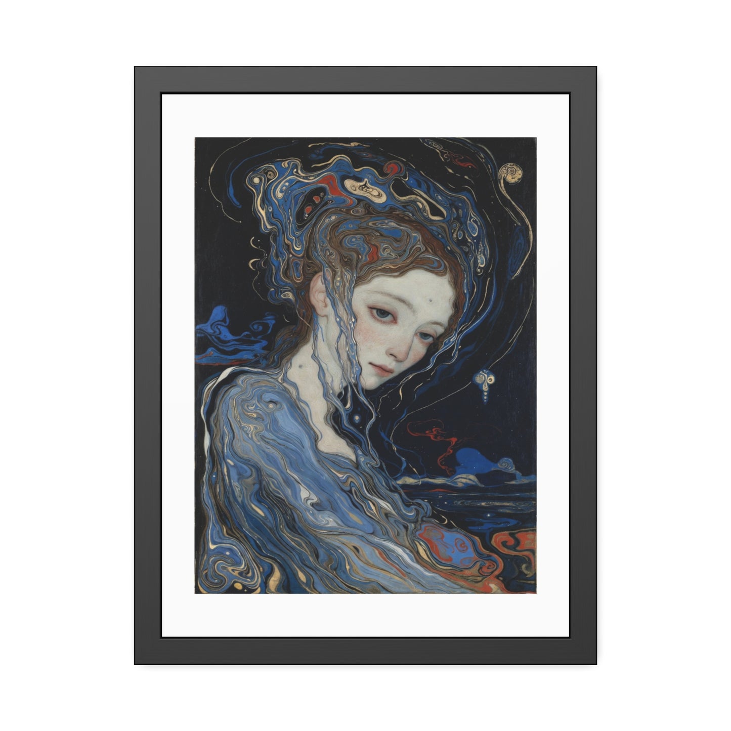 Framed Art Print — Dreamy Blue Portrait Poster