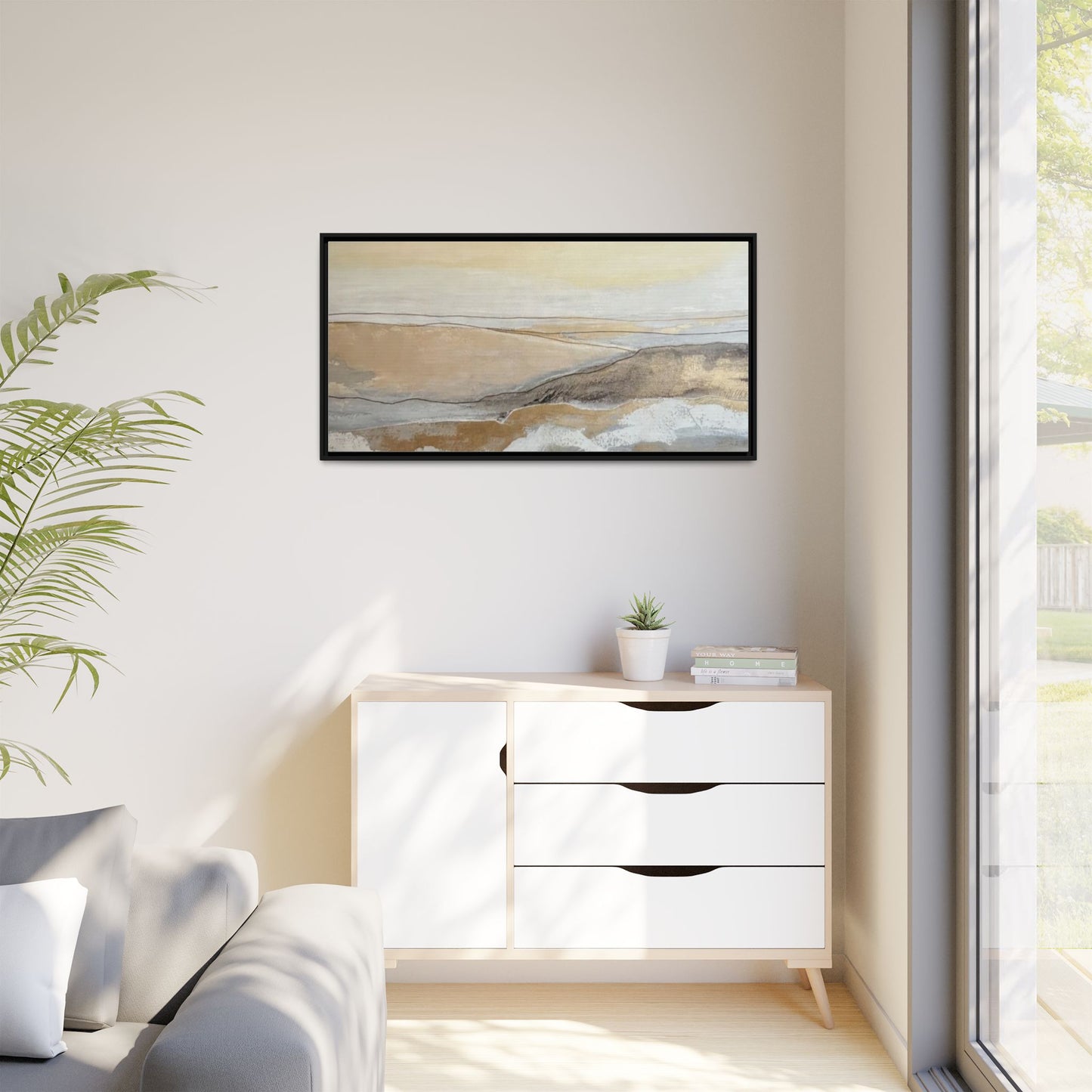 Framed Abstract Coastal Landscape Matte Canvas Wall Art