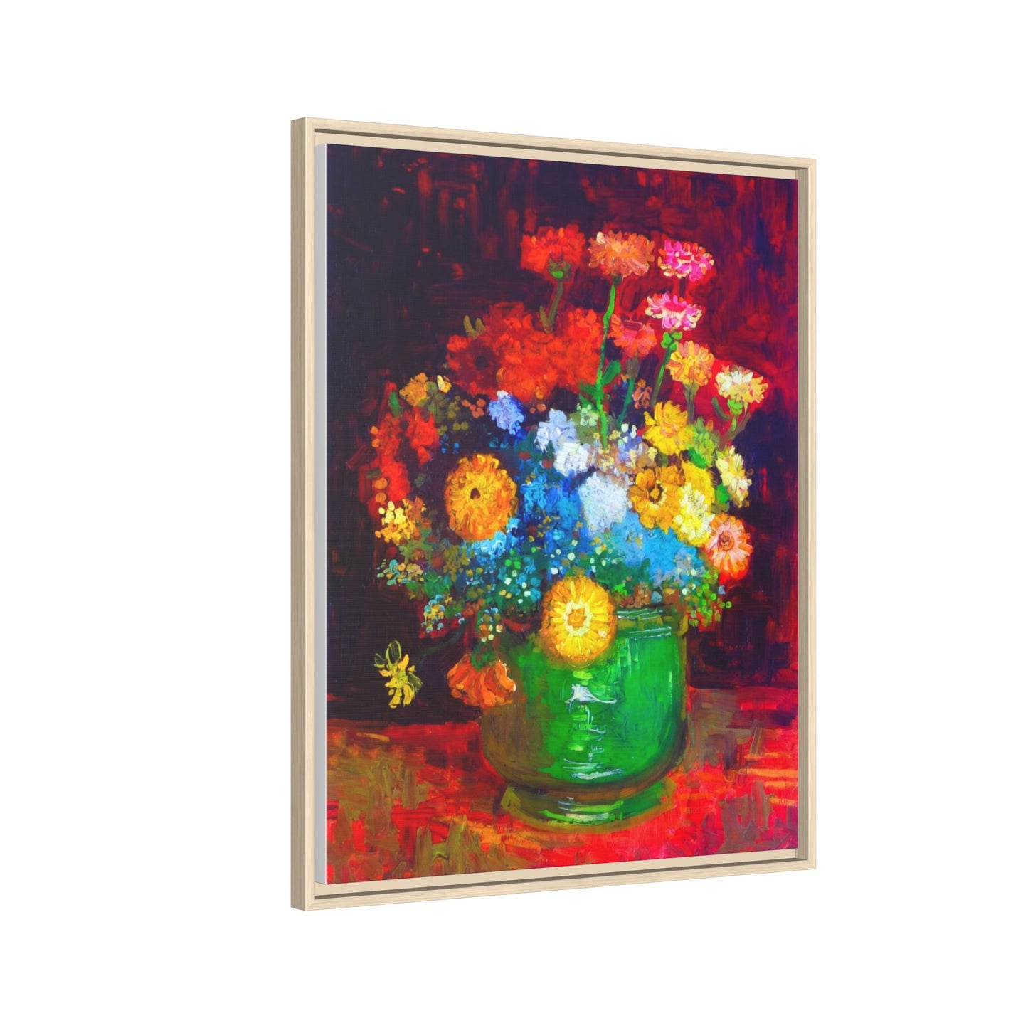 Framed Floral Canvas Print — Colorful Bouquet Wall Art
