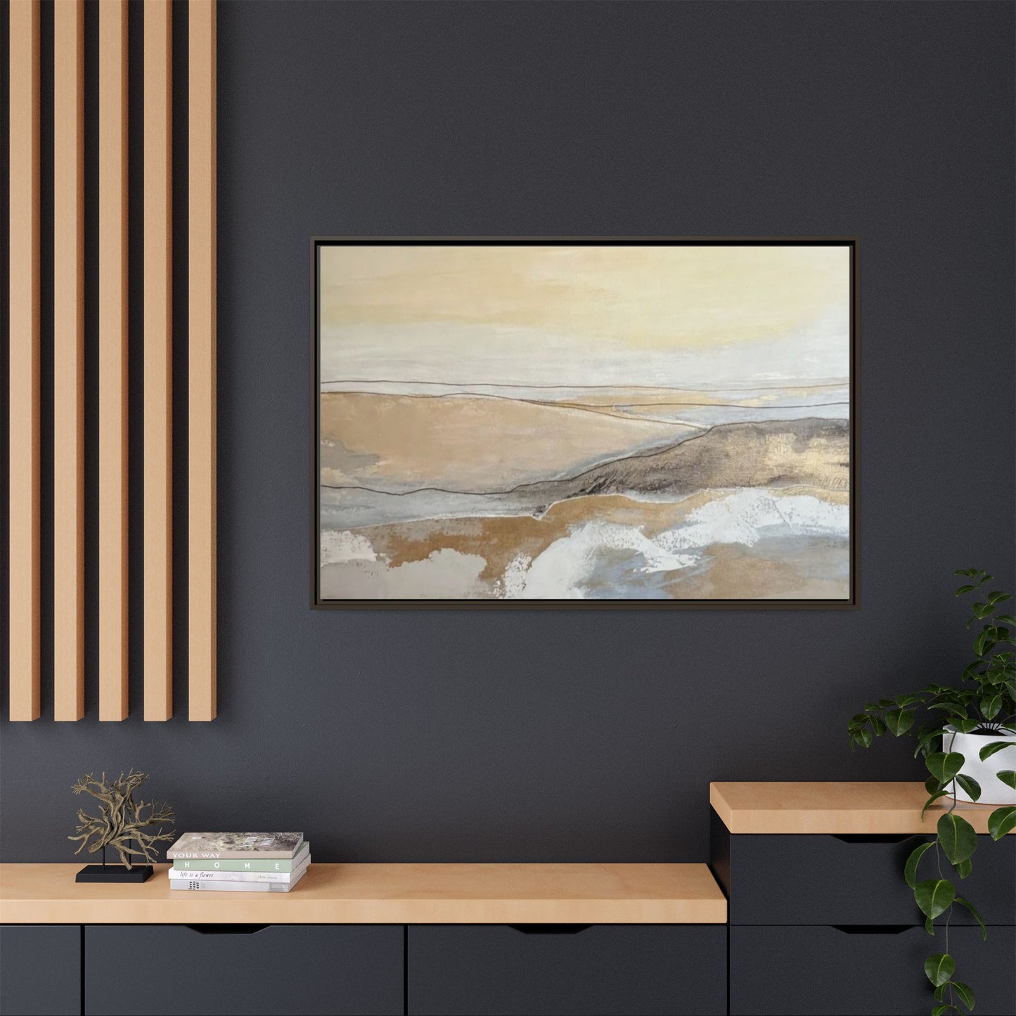 Framed Abstract Coastal Landscape Matte Canvas Wall Art