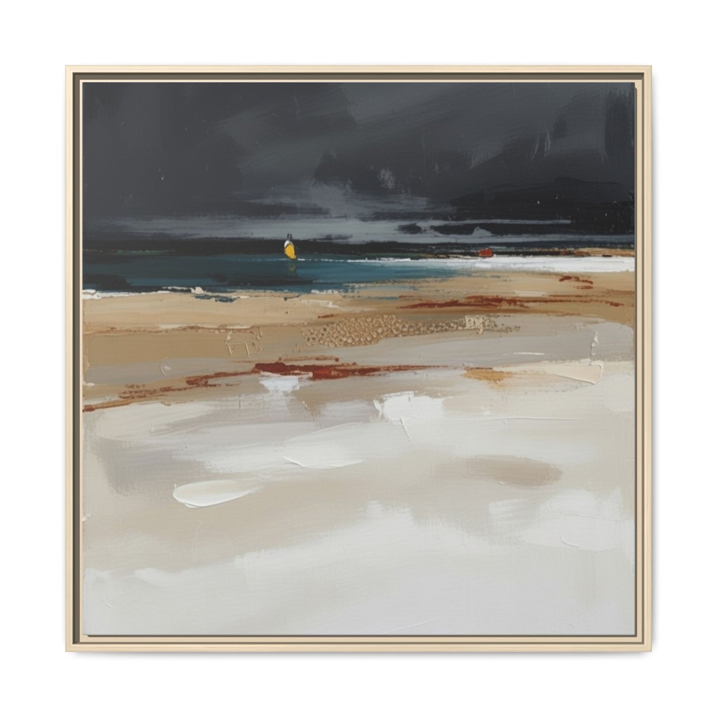 Framed Matte Canvas Beachscape Art Print — Coastal Abstract Wall Decor