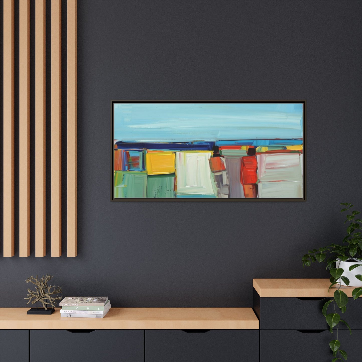 Abstract Coastal Blocks Matte Canvas Print (Framed)