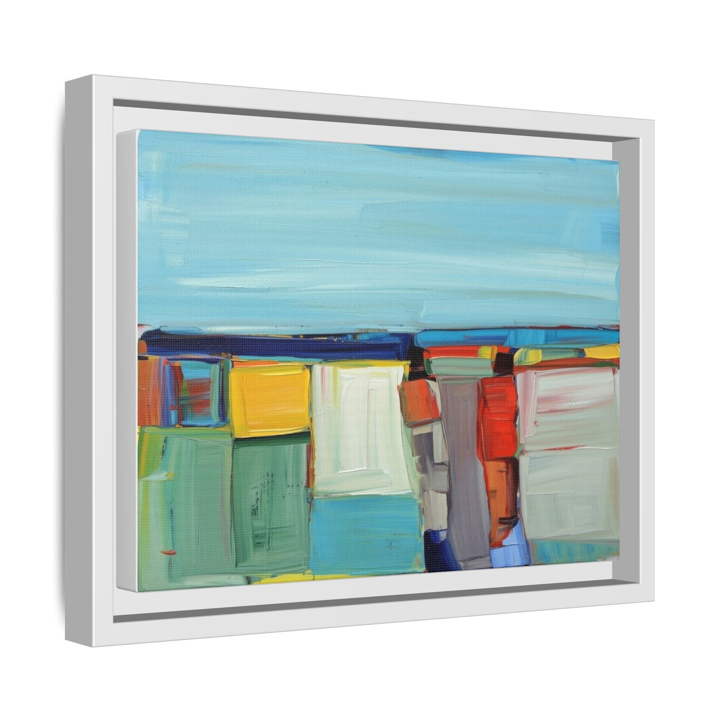 Abstract Coastal Blocks Matte Canvas Print (Framed)