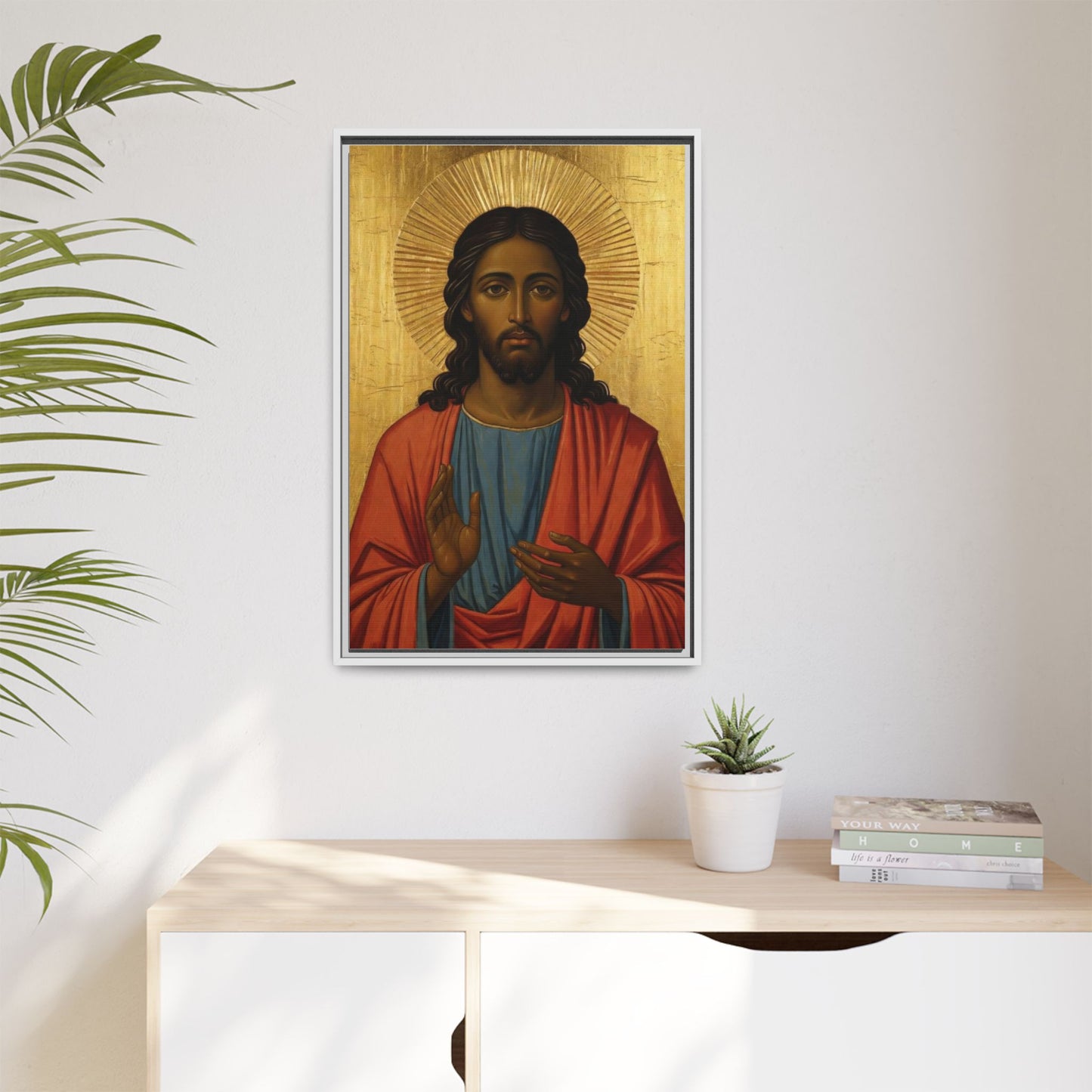 Framed Orthodox Christ Icon Matte Canvas — Religious Wall Art for Home, Church, or Prayer Corner