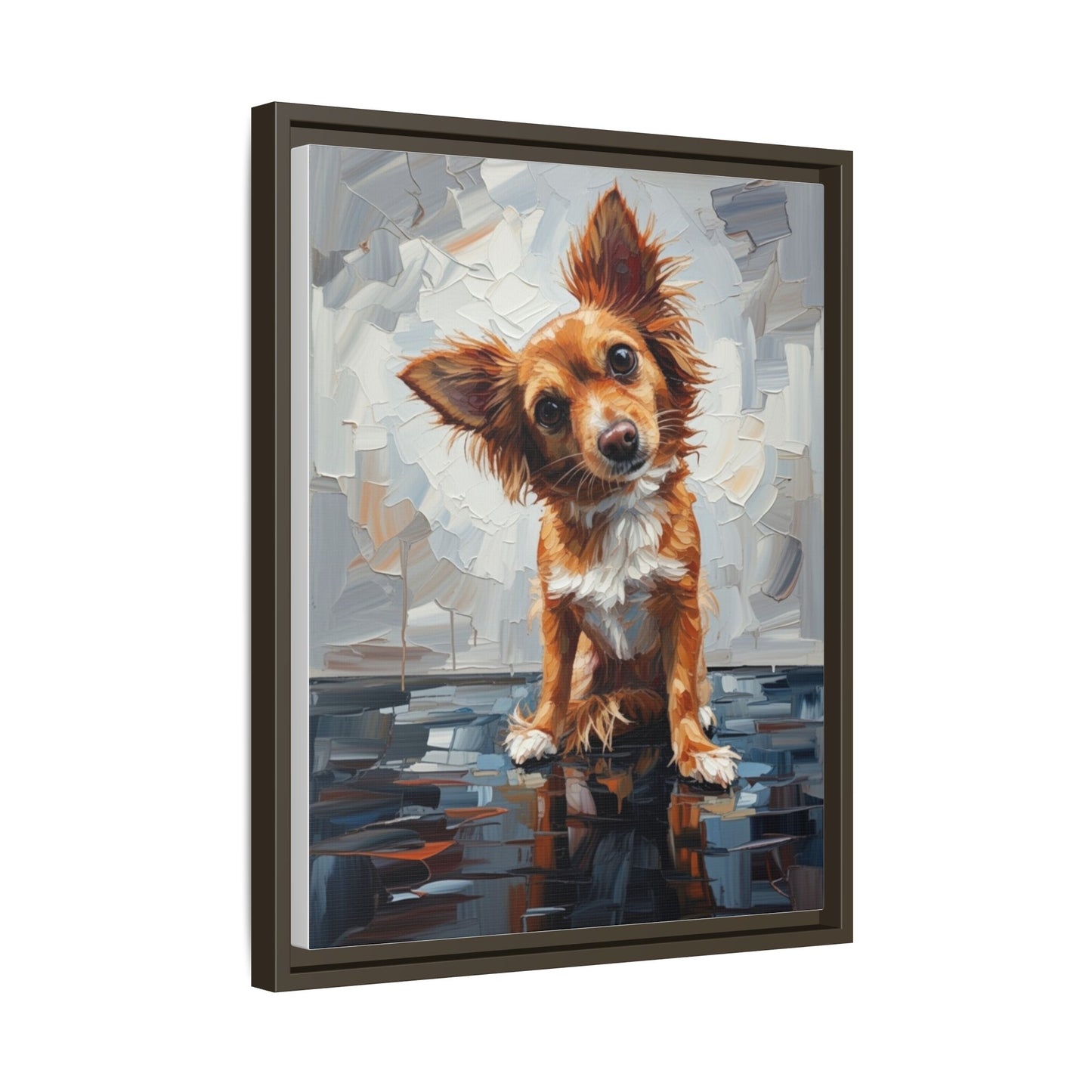 Framed Matte Canvas Print — Playful Brown Dog Portrait