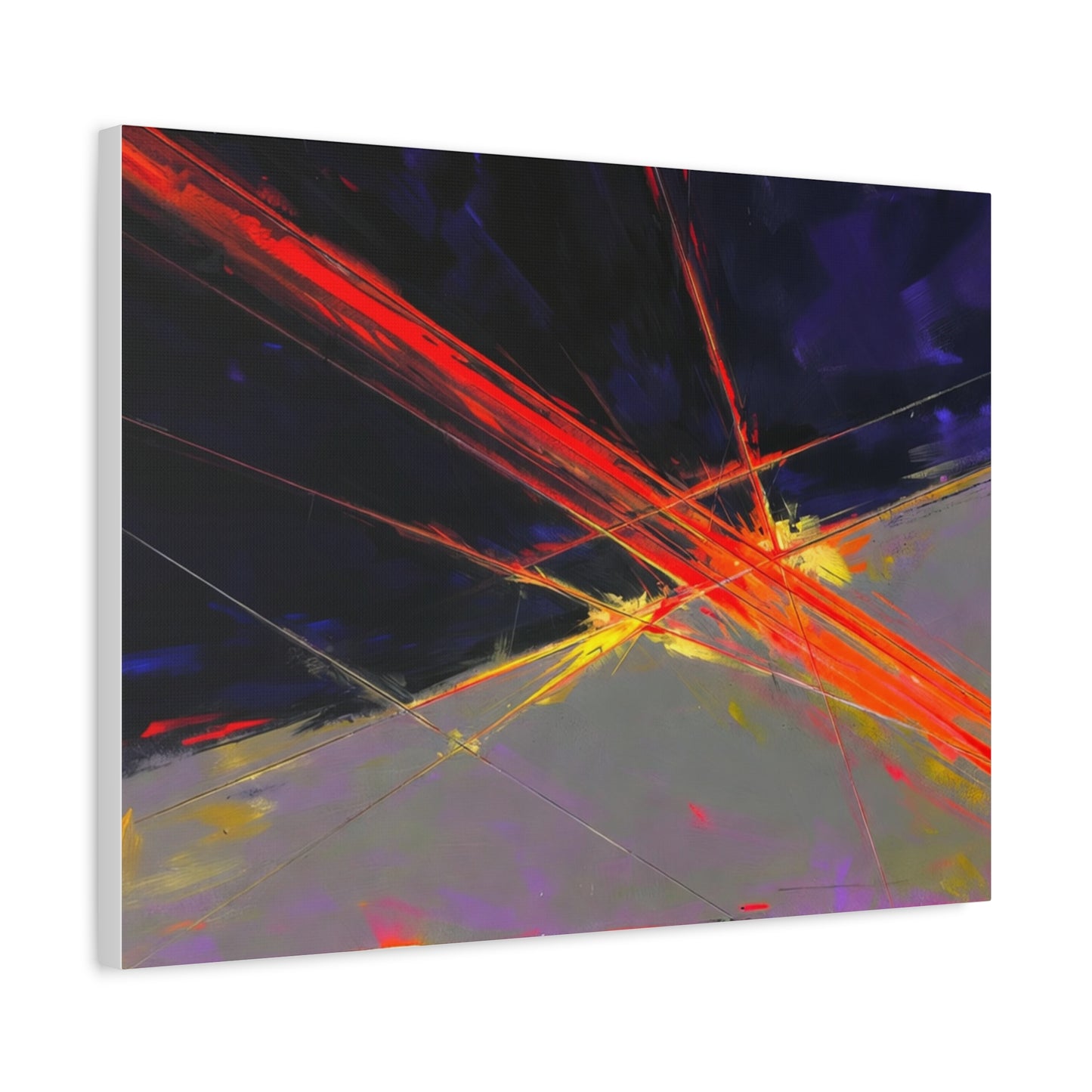 Abstract Red Streaks Matte Canvas Print — Modern Geometric Wall Art