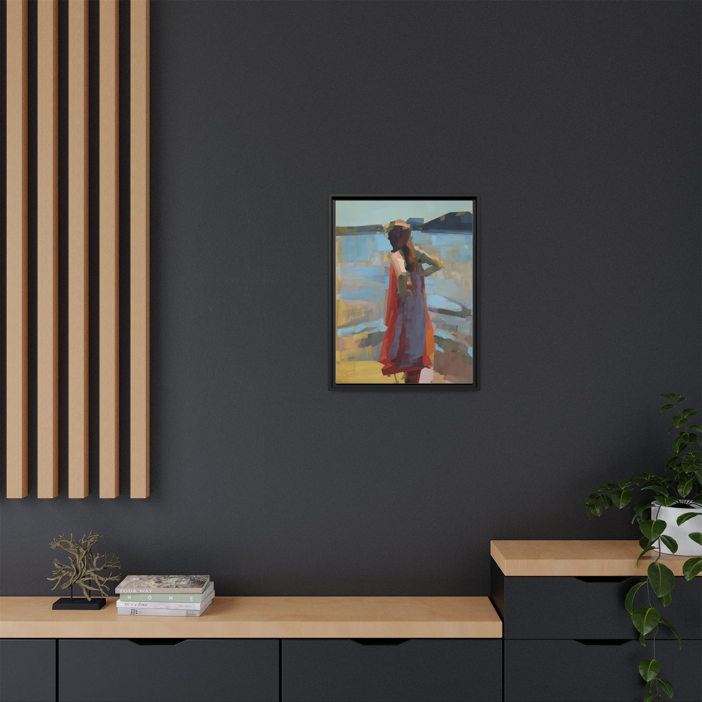 Framed Matte Canvas Print — Coastal Woman Abstract Art