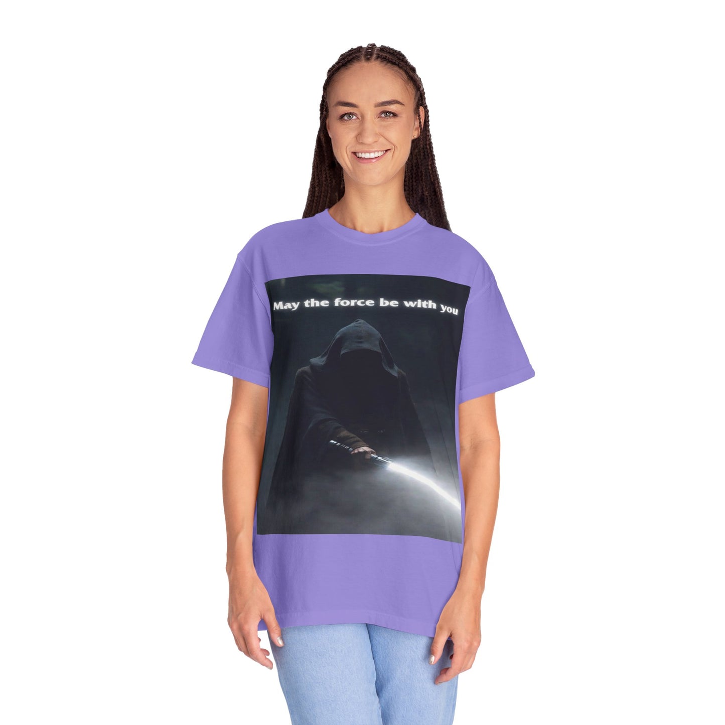 May the Force Be With You T-Shirt — Dark Hooded Lightsaber Graphic Tee