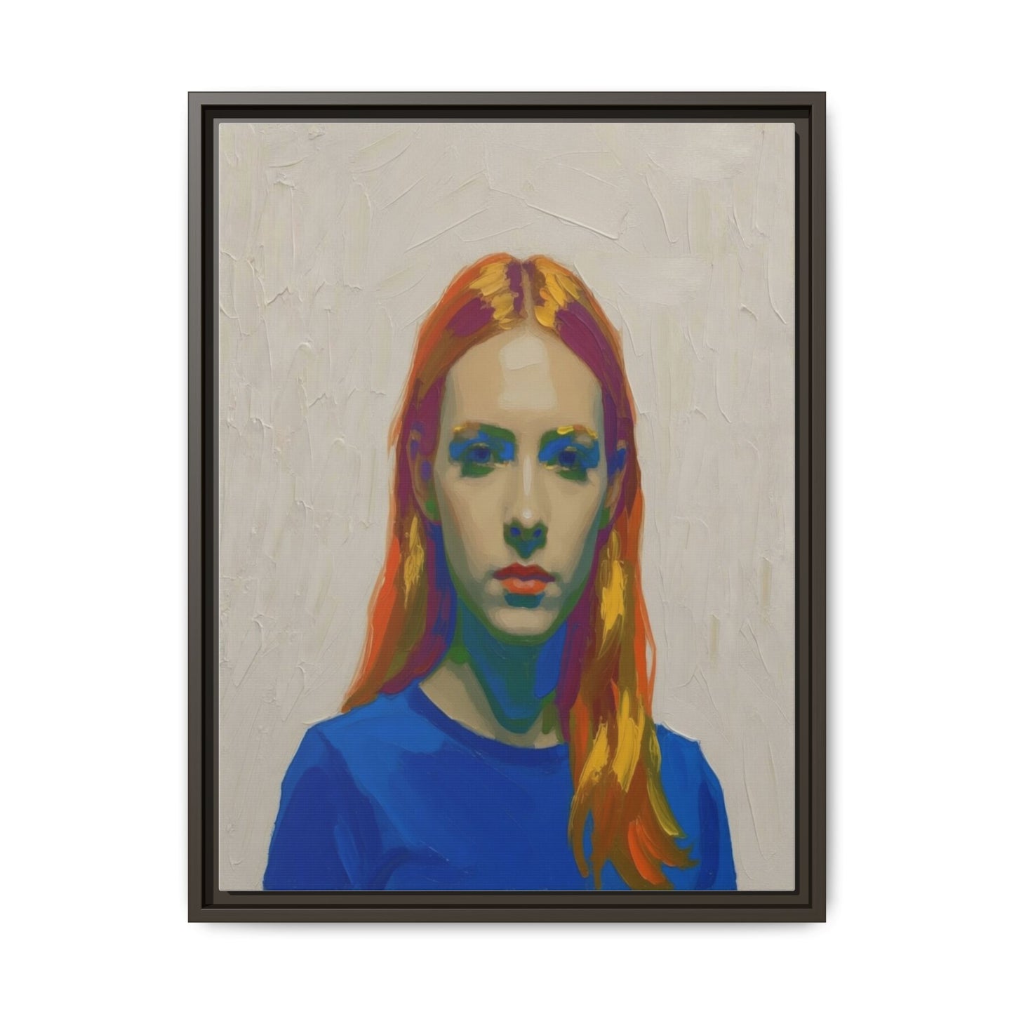 Framed Matte Canvas Portrait — Vibrant Multi‑Color Girl Art Print