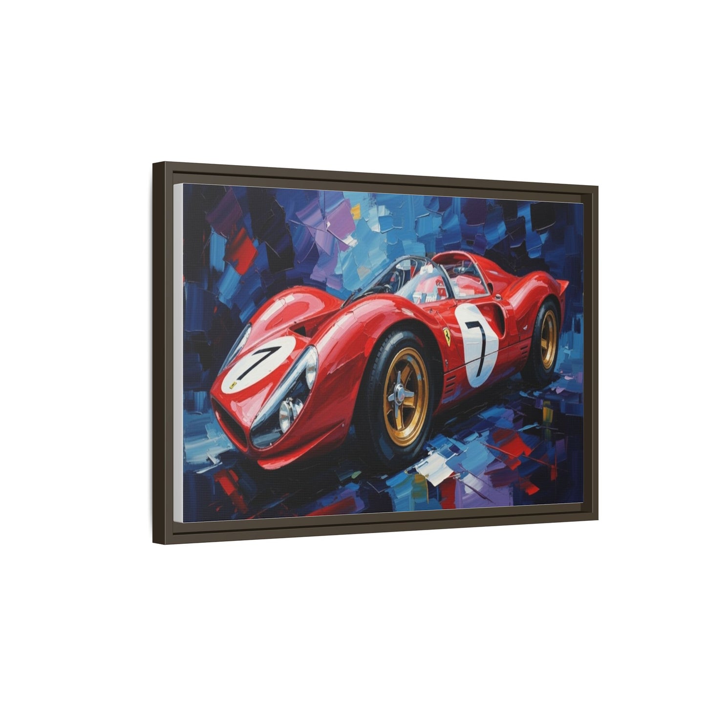 Vintage Ferrari Red Racecar Matte Canvas Framed Wall Art
