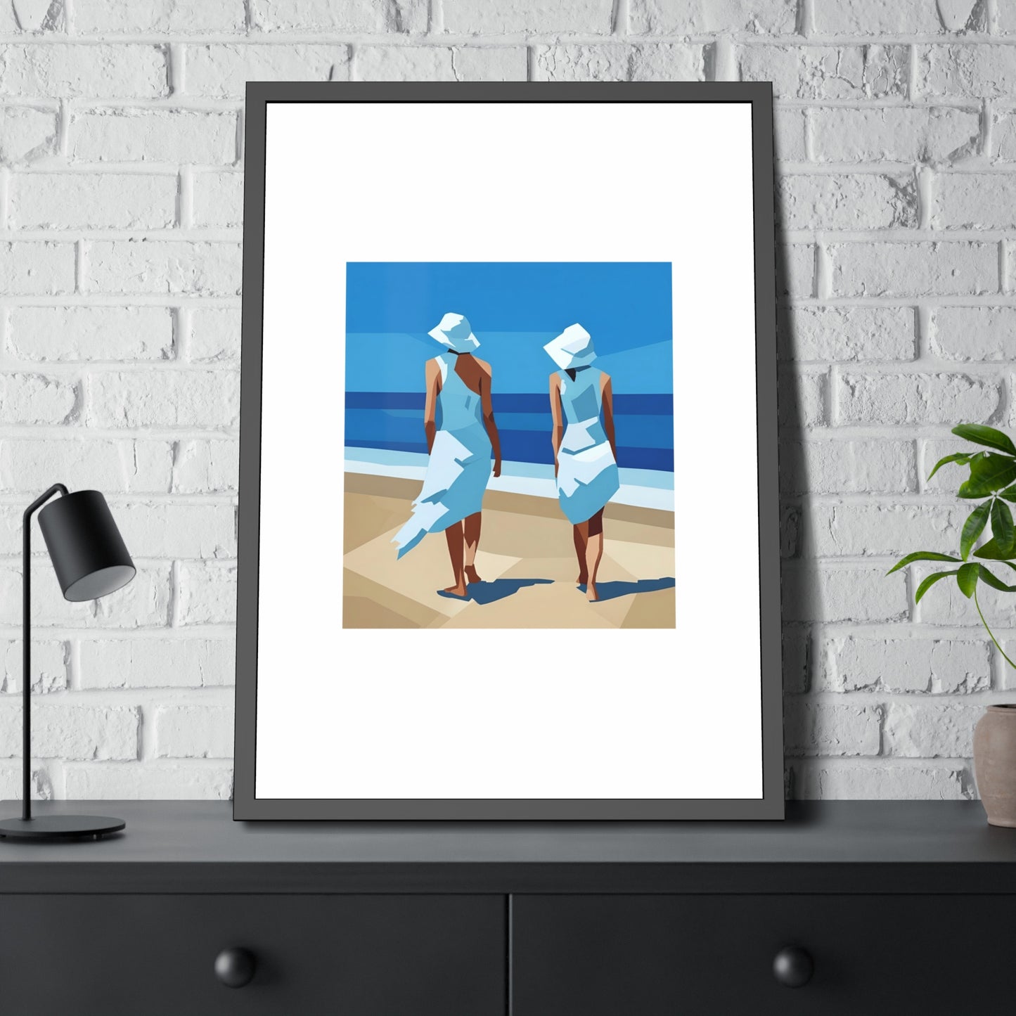 Framed Beach Poster — Vintage Coastal Art Print