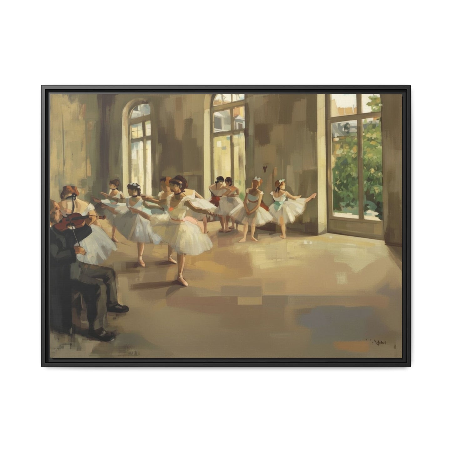 Framed Matte Canvas Print — Ballet Class Scene (Impressionist Dancers)