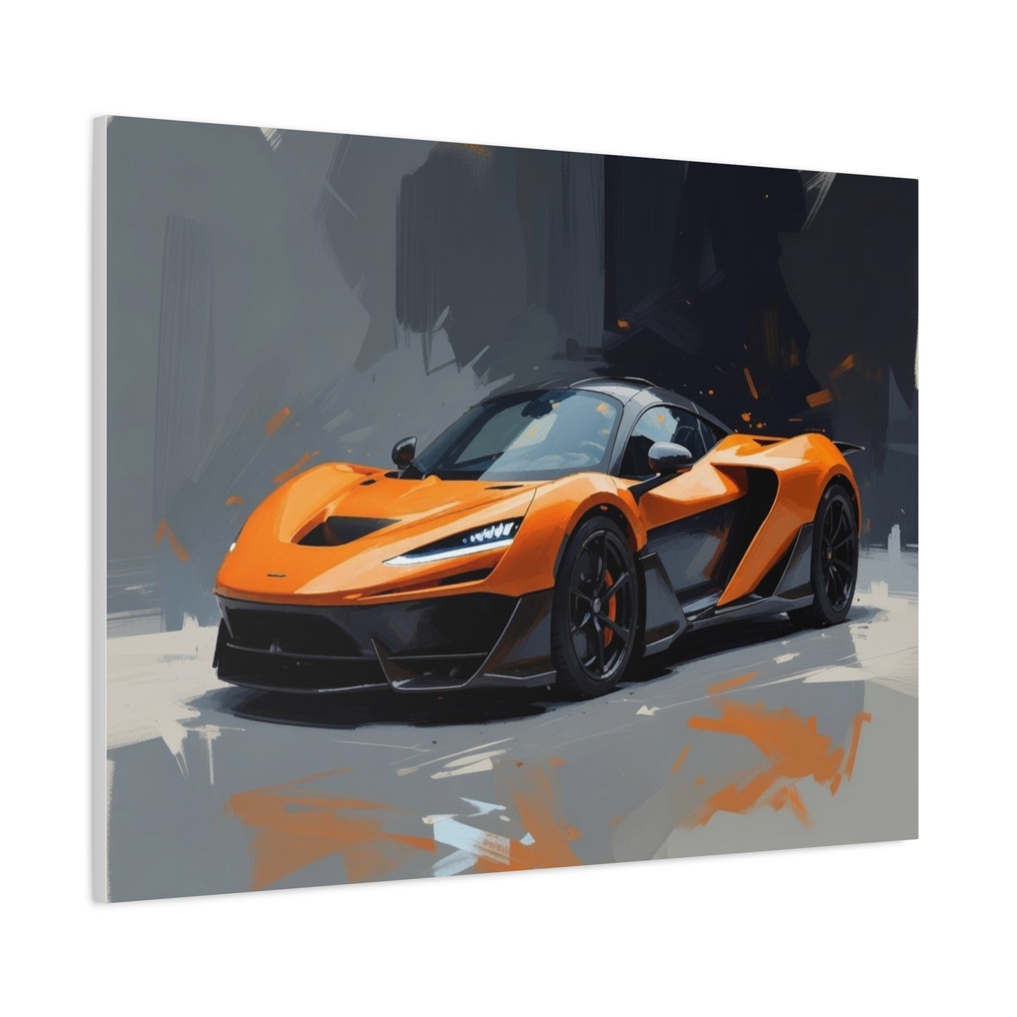 Orange Supercar Matte Canvas Wall Art – Stretched 1.25" Sports Car Print
