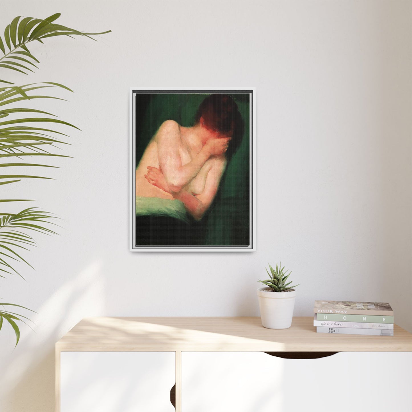 Female Nude by János Vaszary Framed Matte Canvas Wall Art Print