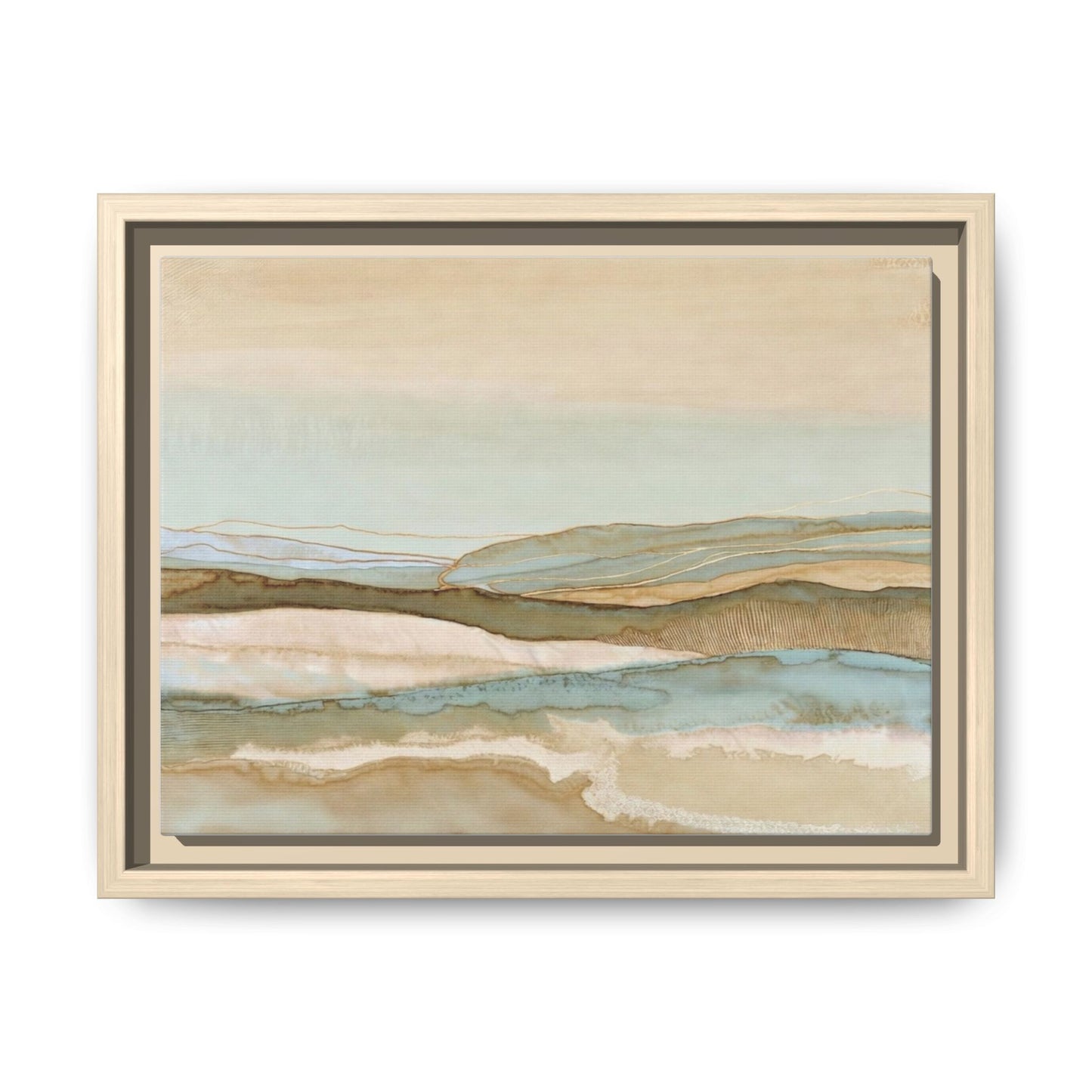 Framed Matte Canvas Coastal Abstract Landscape Wall Art